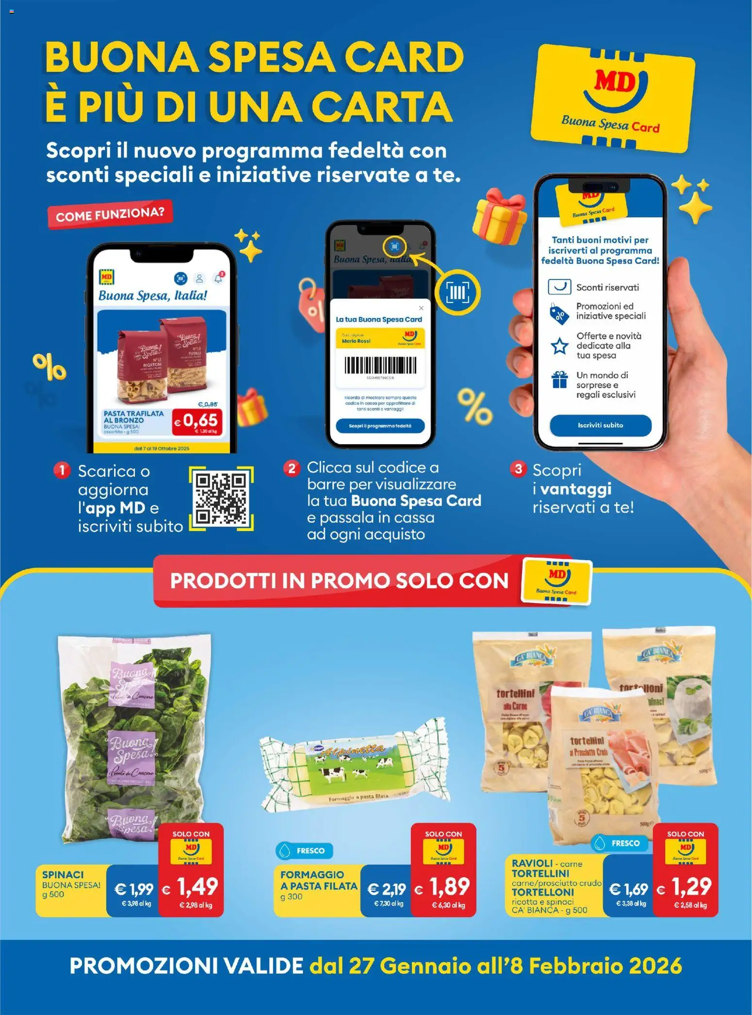 Volantino MD Discount del 27.01.2026 | Pagina: 9 | Prodotti: Pasta, Fusilli, Ravioli, Ricotta