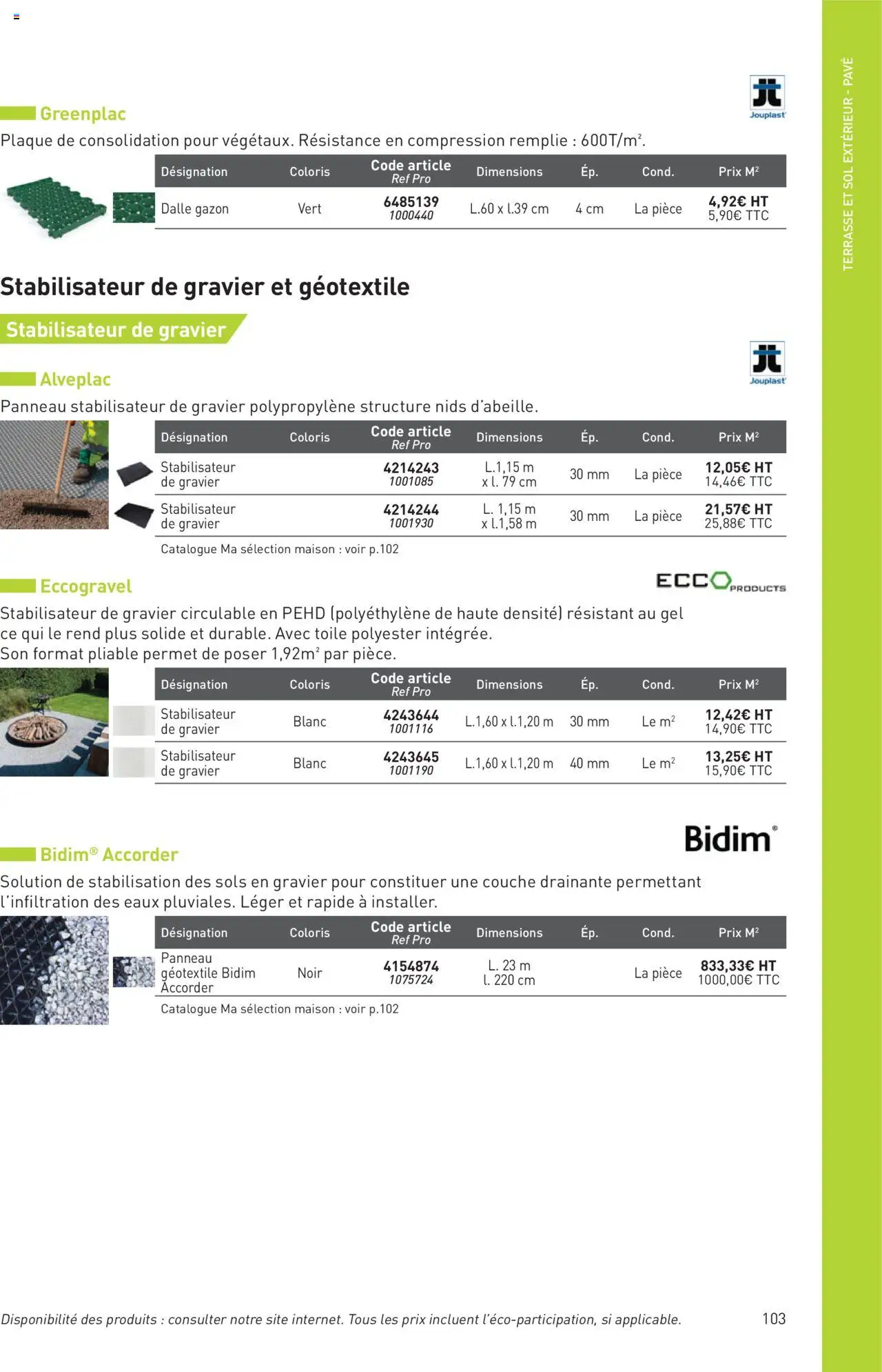  | Page: 103 | Produits: Gravier, Gazon, Géotextile