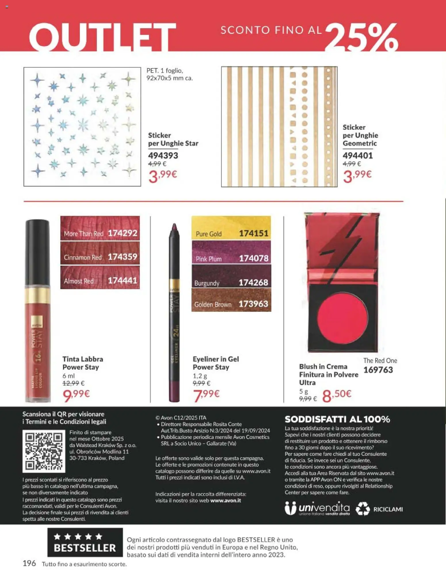 Volantino Avon del 01.12.2025 | Pagina: 196 | Prodotti: Eyeliner, Crema, The, Blush