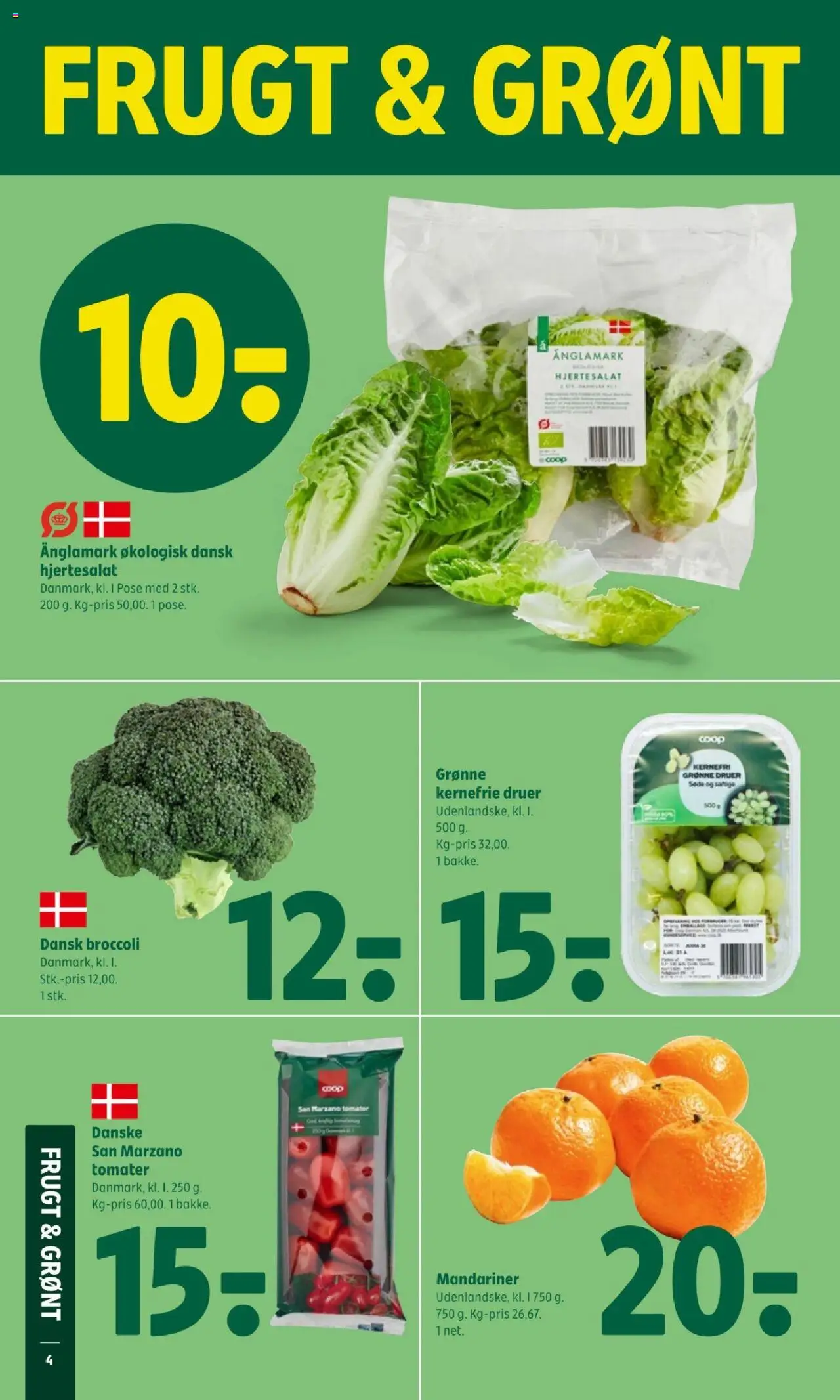 Coop 365 Tilbudsavis gyldig fra 14.08.2025 | Side: 4 | Produkter: Tomater, Mandariner, Broccoli
