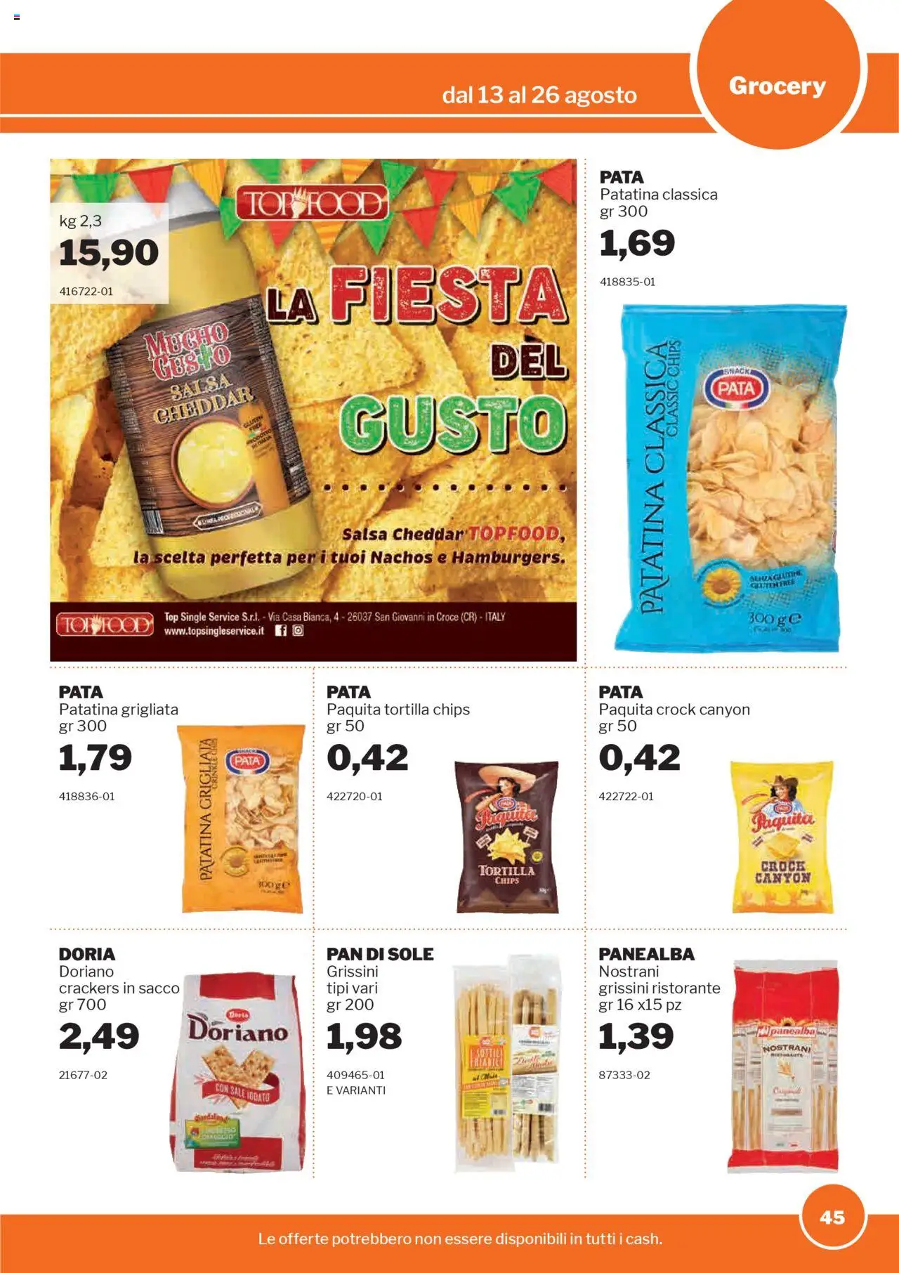 Volantino Sogegross del 13.08.2025 | Pagina: 45 | Prodotti: Sale, Top, Crackers, Grissini