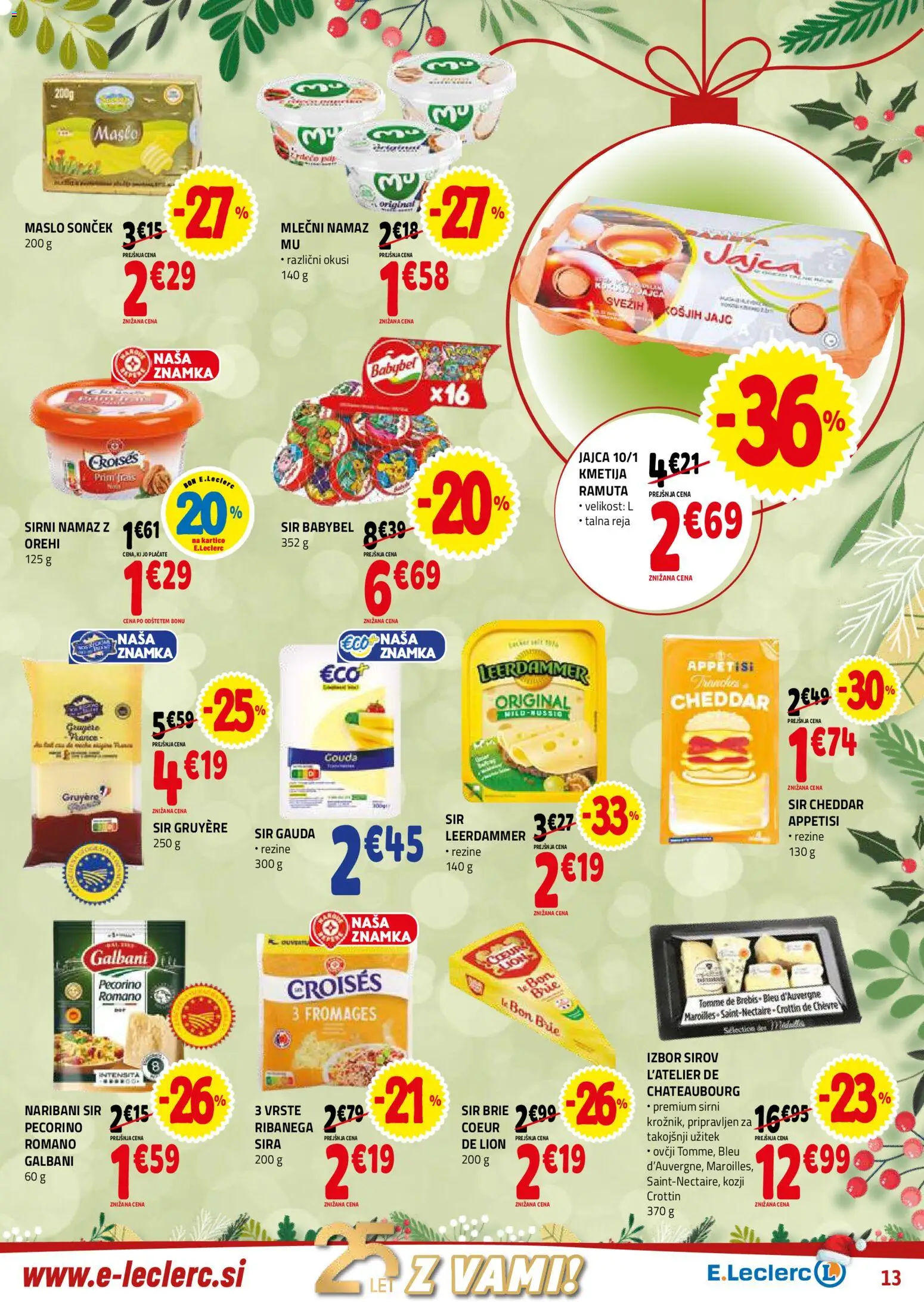 Novi E.leclerc katalog ponudbe – veljaven od 27.12.2025 | Stran: 13 | Izdelki: Sirni namaz, Gauda, Namaz, Jajca