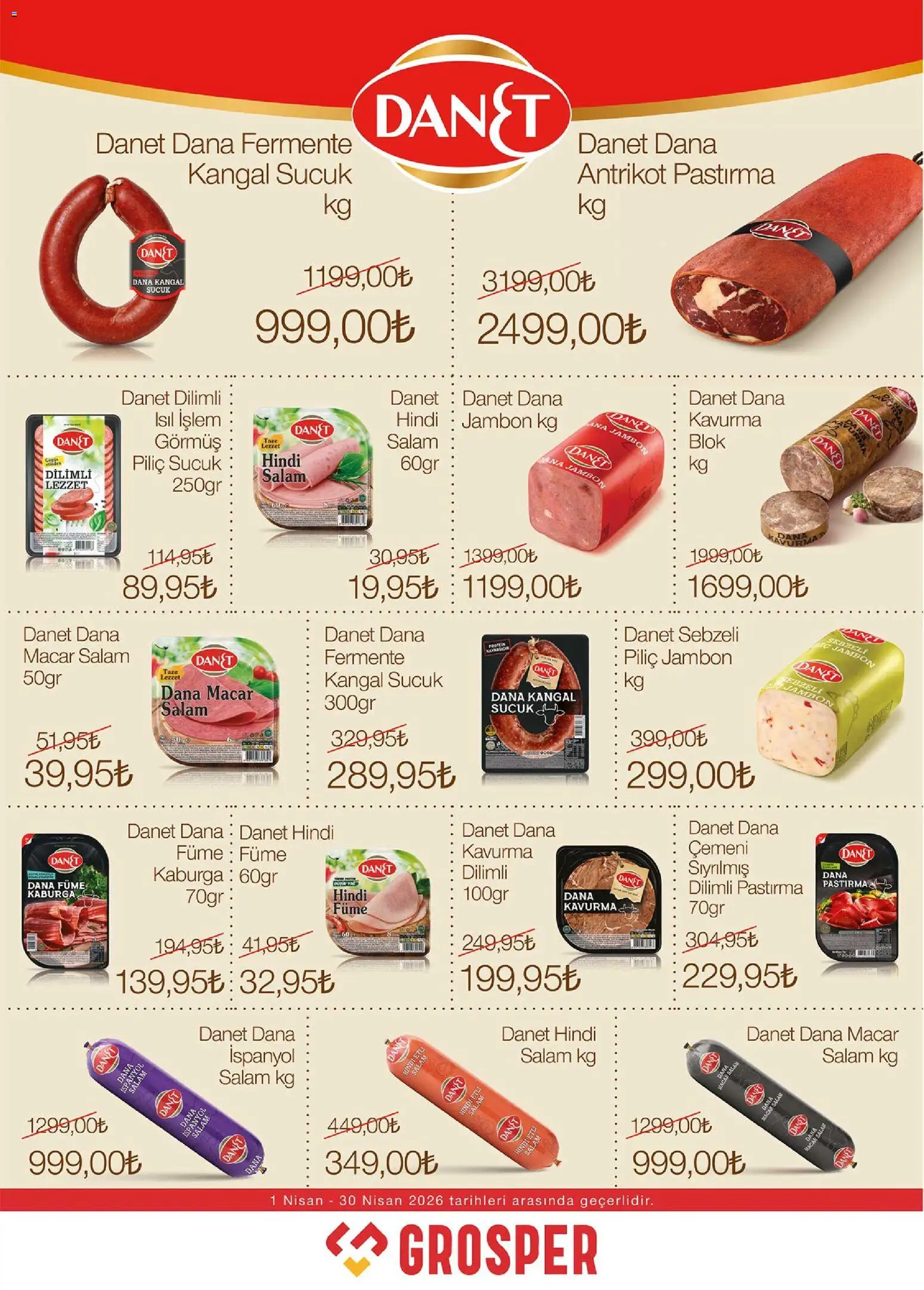 Grosper Katalog - 08.04.2026 tarihinden itibaren geçerlidir | Sayfa: 3 | Ürünler: Jambon, Piliç, Dana füme, Sucuk