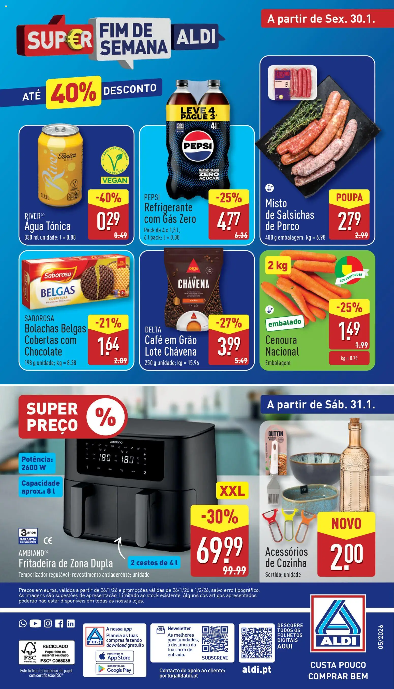 Aldi folheto │ válido de 26.01.2026 | Página: 30 | Produtos: Agua, Caixa, Chocolate, Cenoura