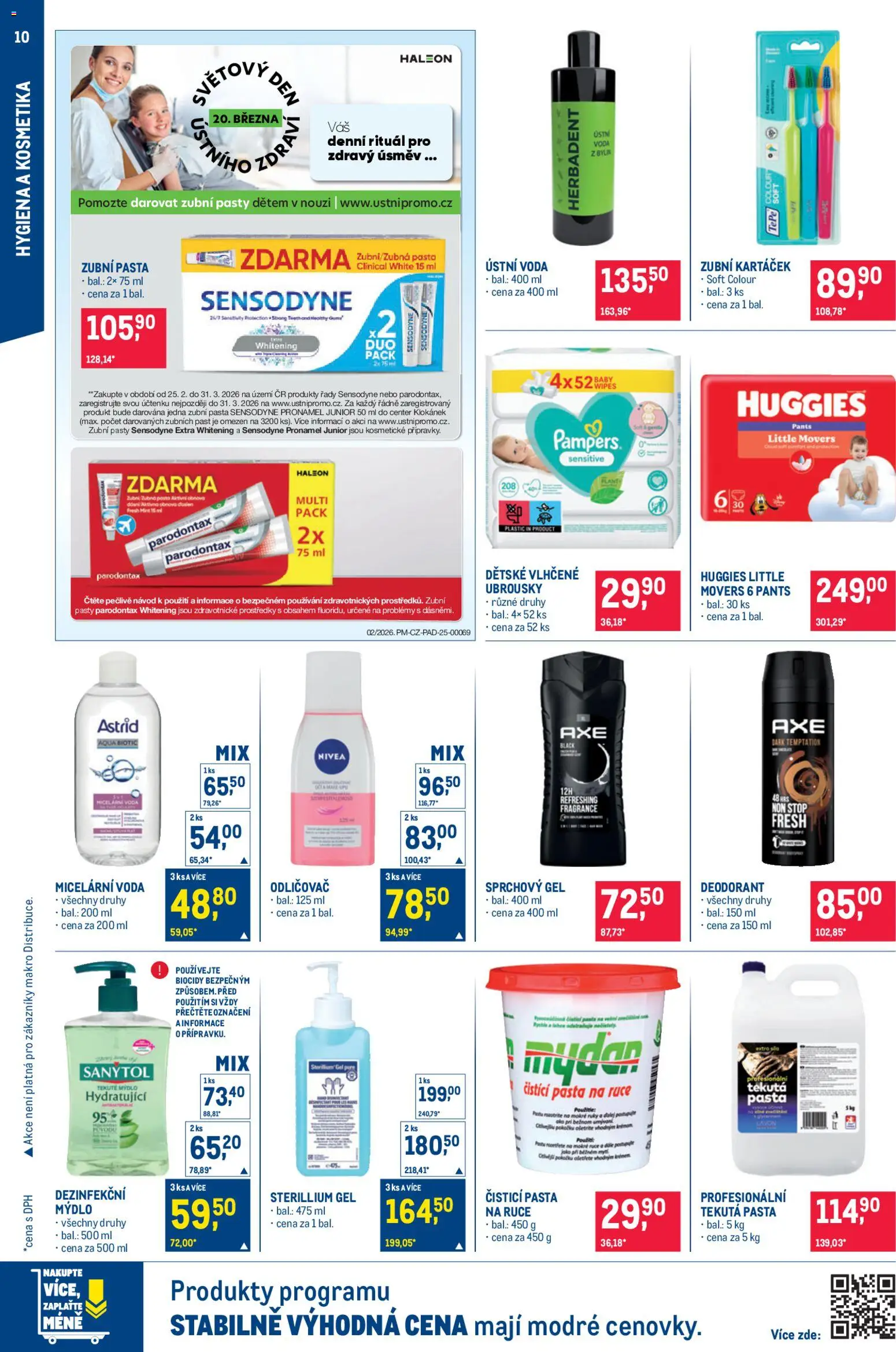 Makro leták - Nepotravinové zboží od 11.03.2026 | Strana: 10 | Produkty: Voda, Ubrousky, Pants, Sanytol