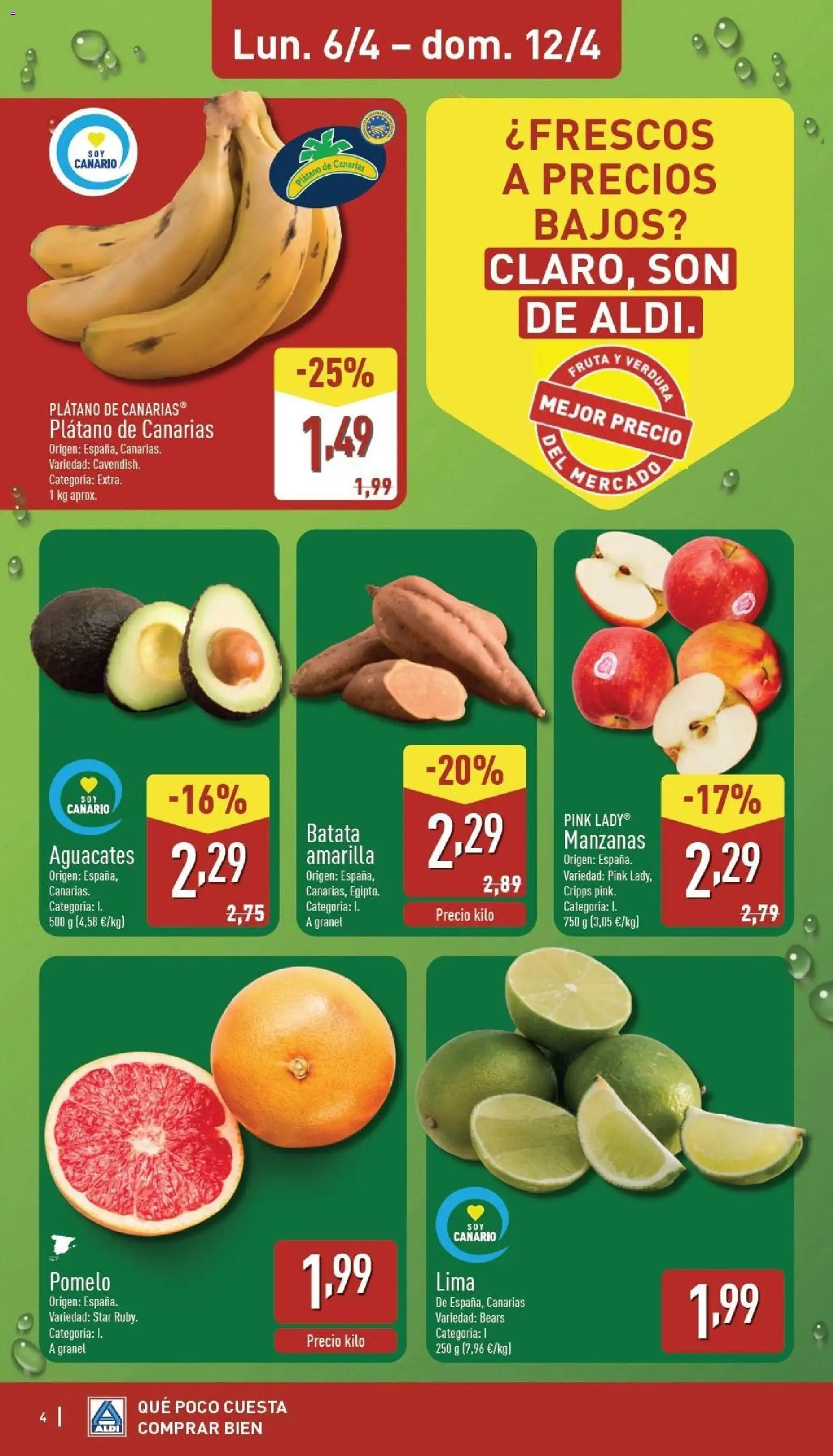 Aldi folleto Canarias │ válido desde el 06.04.2026 | Página: 4 | Productos: Lima, Manzanas, Apple