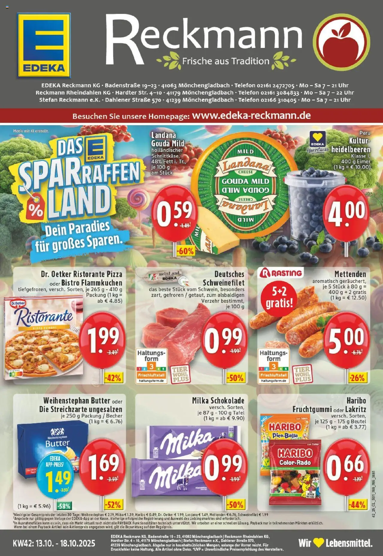 Edeka prospekt Mönchengladbach	 – gültig ab 13.10.2025 | Seite: 1 | Produkte: Milka schokolade, Gouda, Milka, Pizza