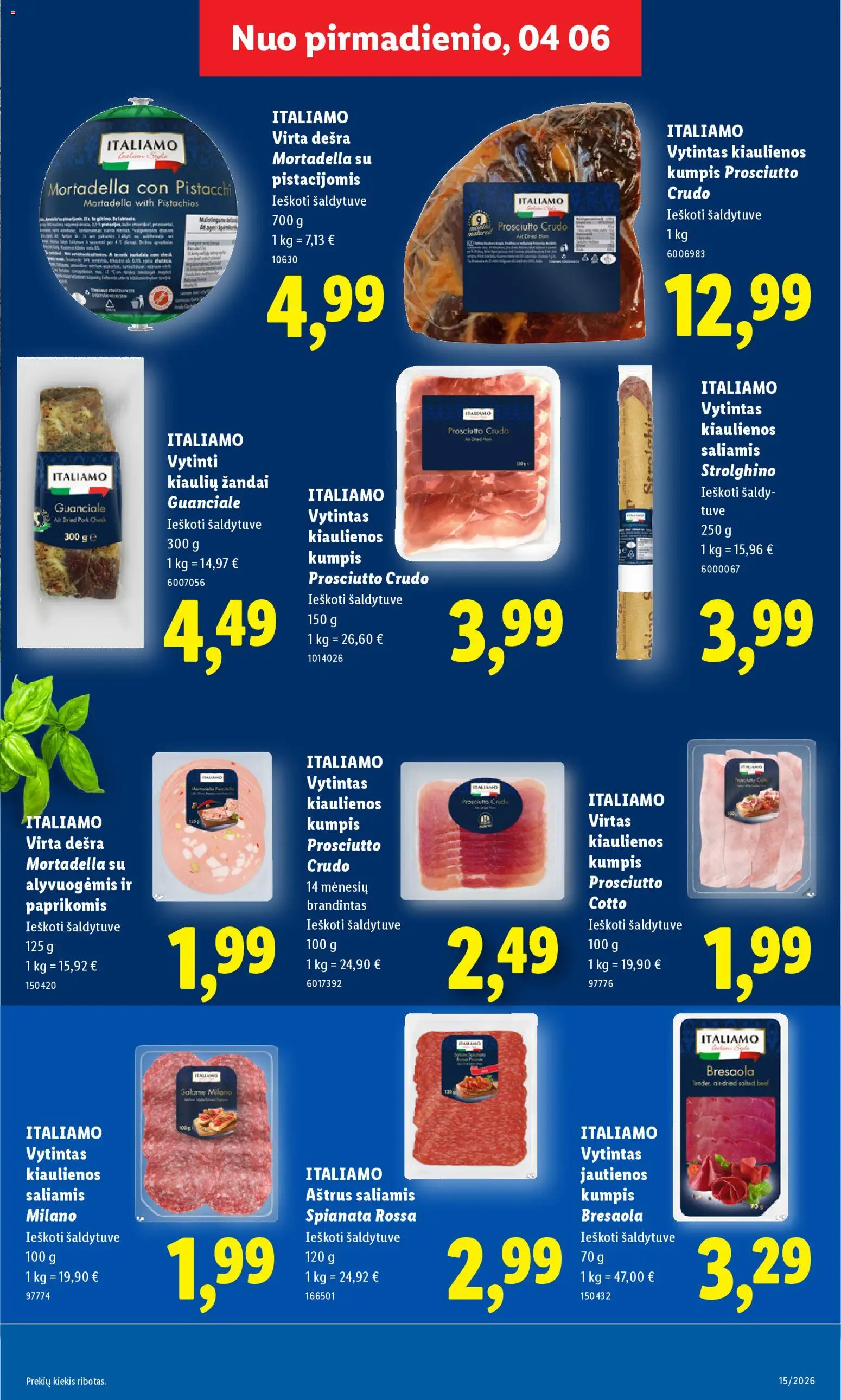 LIDL akcijos nuo 06.04.2026 | Puslapis: 9 | Prekių: Kiaulienos, Jautienos, Kumpis, Dešra