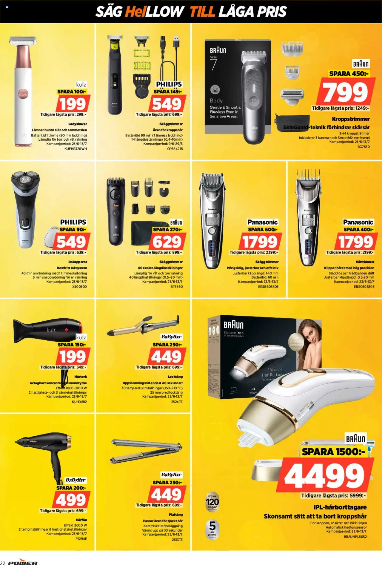 Power reklamblad aktuell från 23.06.2025 | Sida: 22 | Produkter: Trimmer, Hårtork, Plattång, Såg