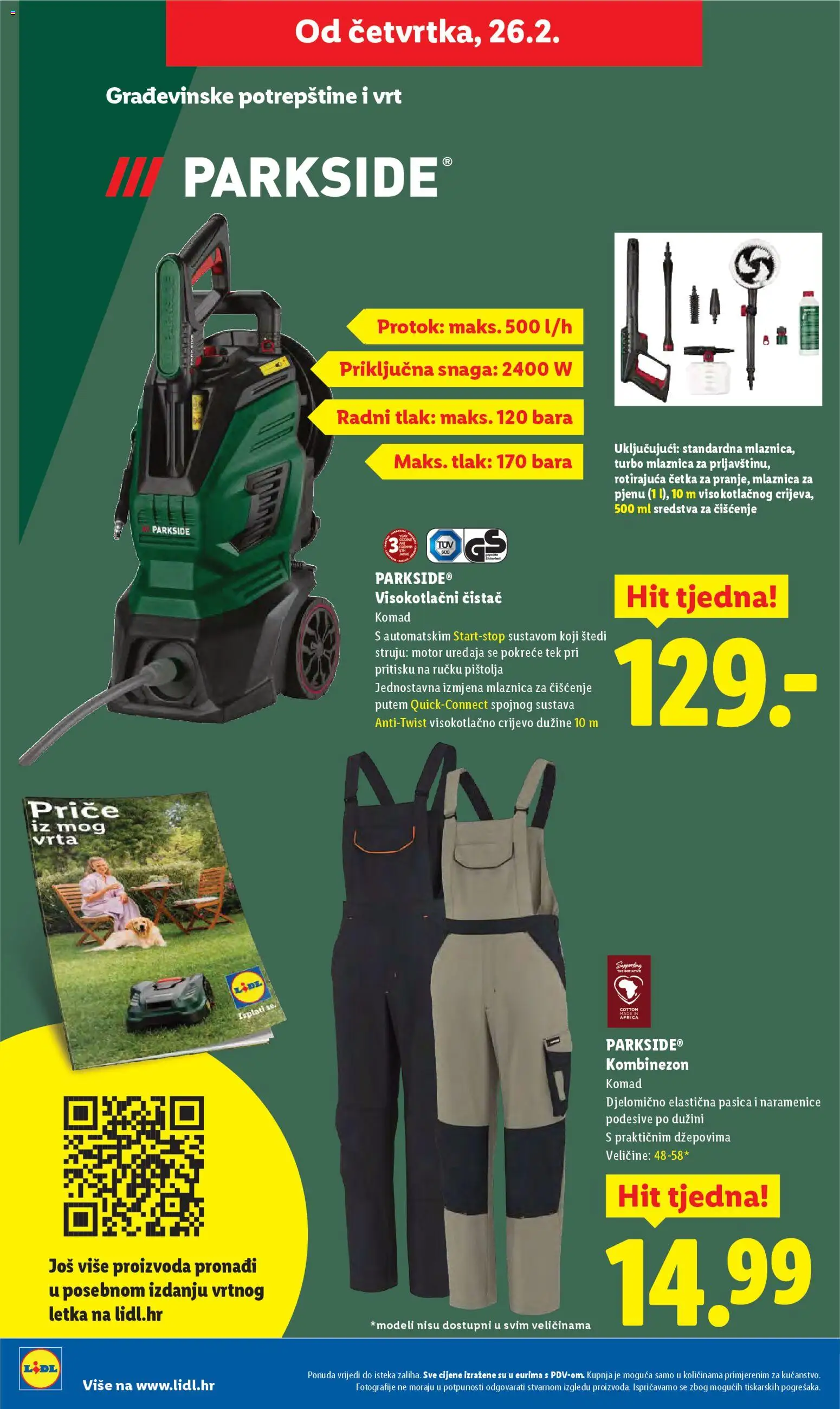 Lidl katalog | vrijedi od 23.02.2026 | Stranica: 34 | Proizvodi: Četka, Kombinezon, Parkside, Visokotlačni čistač