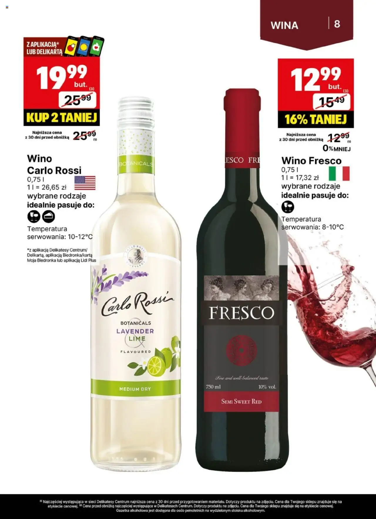 Delikatesy Centrum Gazetka - DeliBarek od 21.07.2025 | Strona: 8 | Produkty: Delikatesy, Wino, Fresco, Carlo Rossi