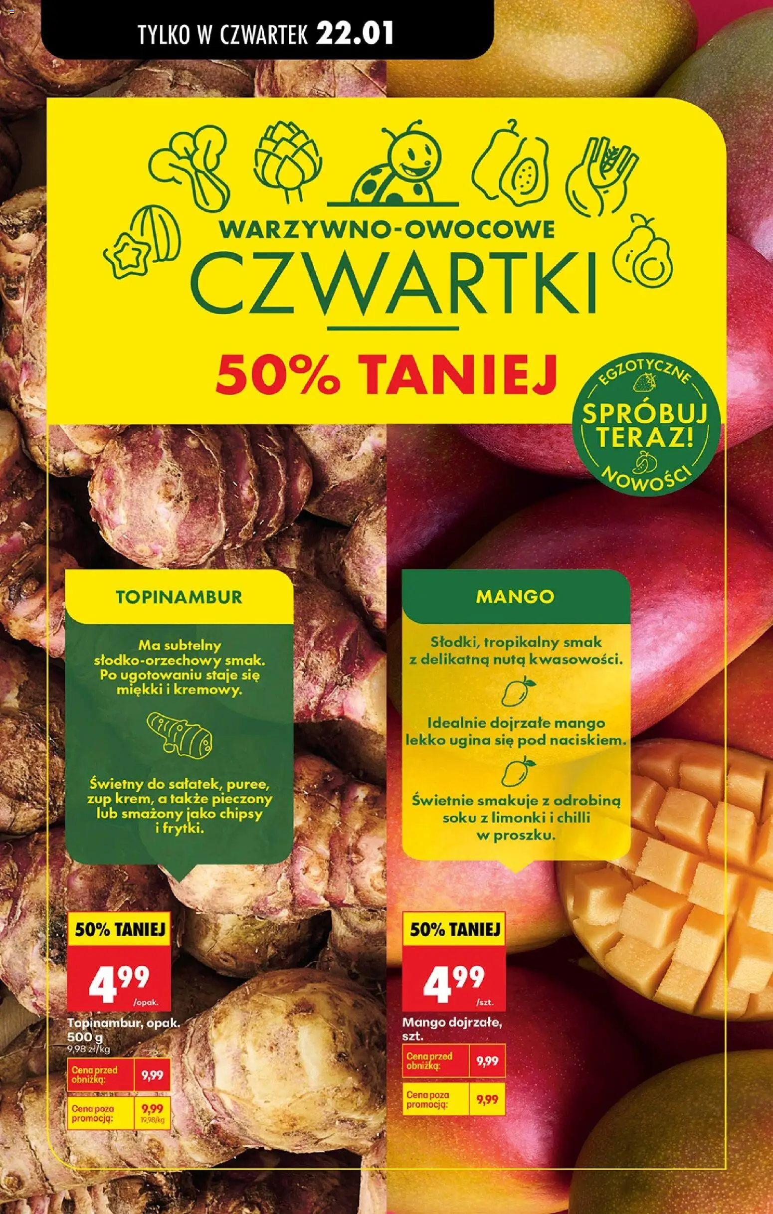 Biedronka gazetka - Oferta w tym tygodniu od 22.01.2026 | Strona: 77 | Produkty: Mango, Chipsy, Topinambur