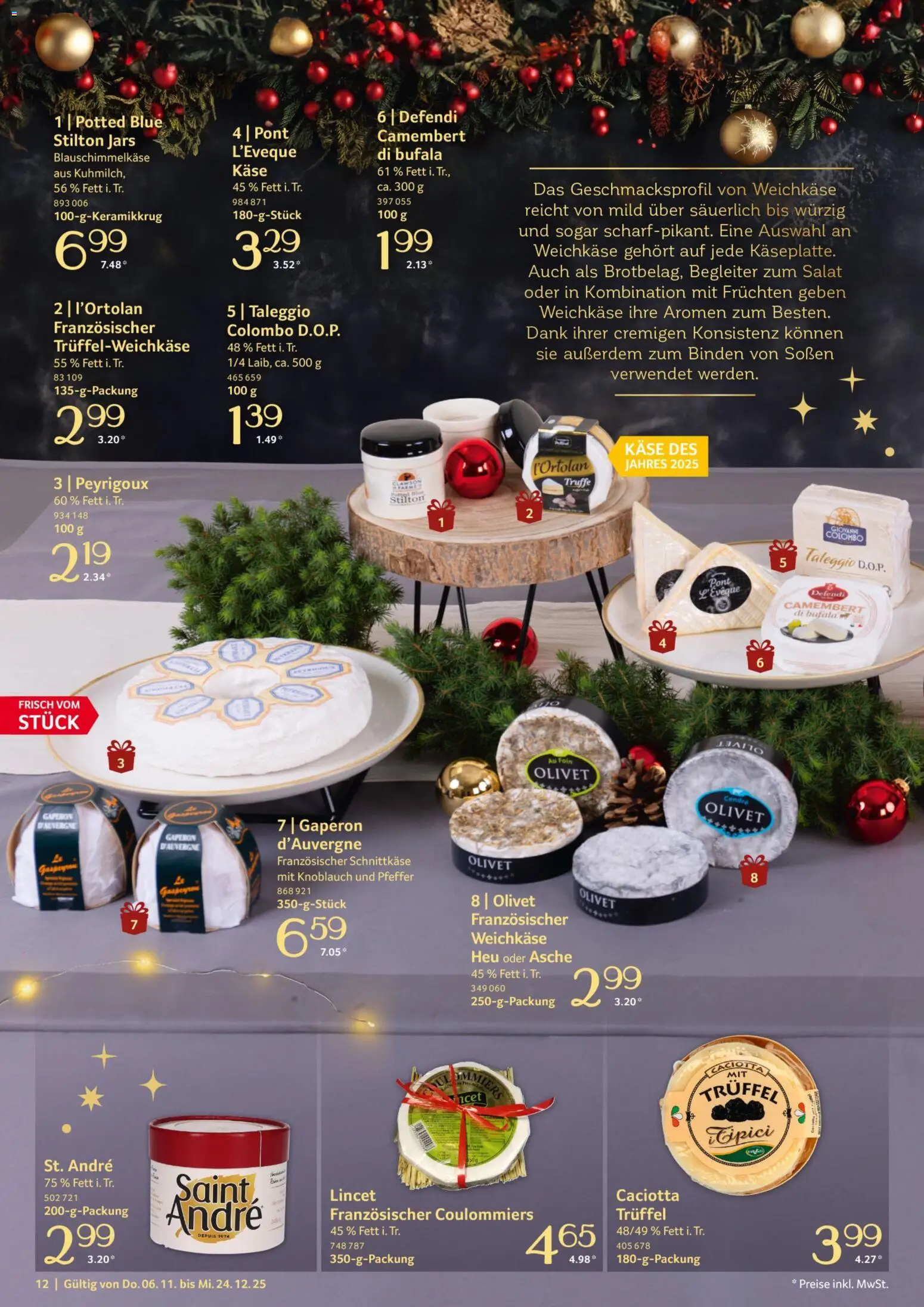 Selgros Genussmomente – gültig ab 06.11.2025 | Seite: 12 | Produkte: Käse, Pfeffer, Knoblauch, Salat