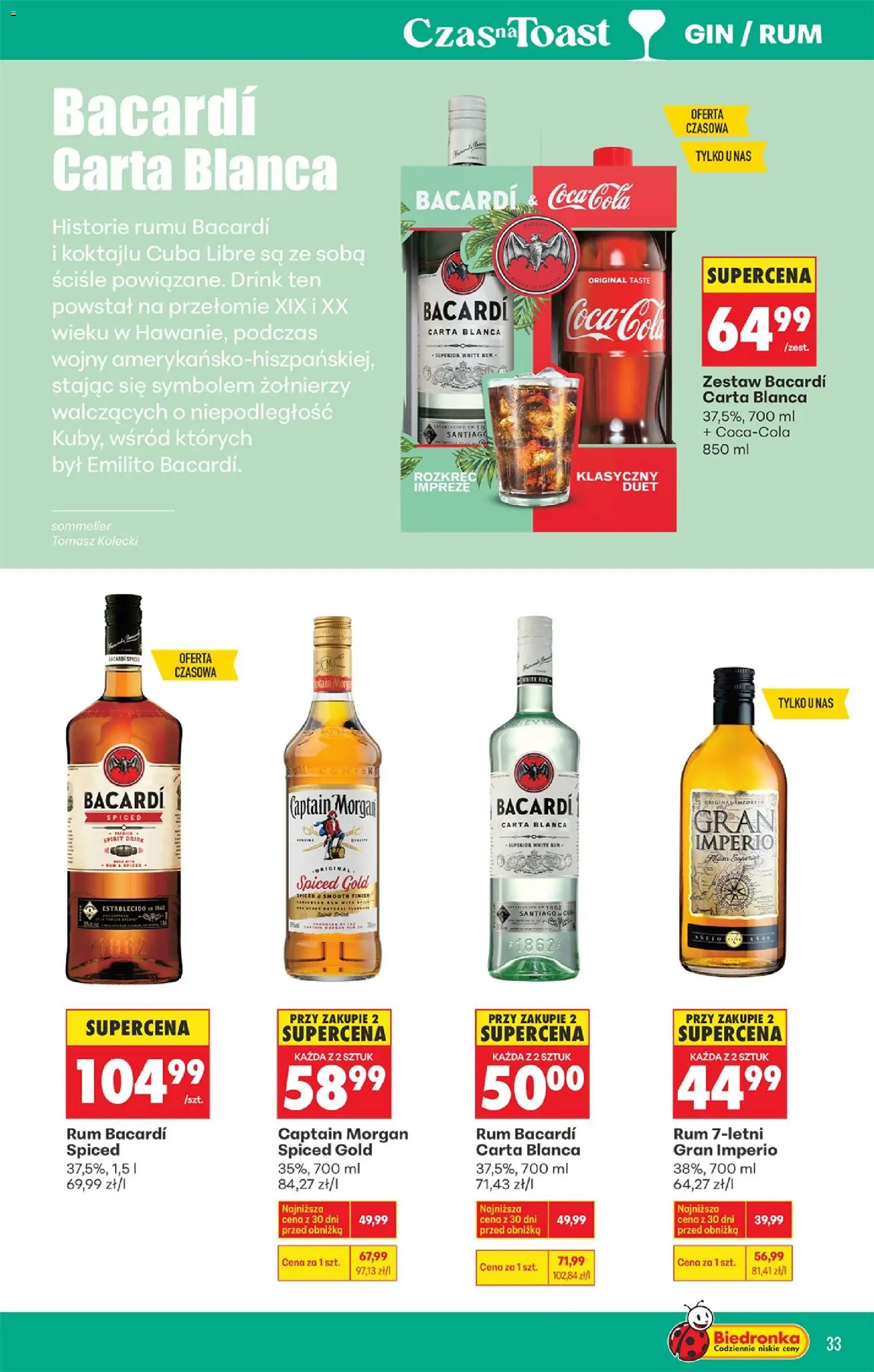 Biedronka Polsko leták - Czas na toast od 09.03.2026 | Strana: 33 | Produkty: Rum, Morgan, Gin, Captain Morgan