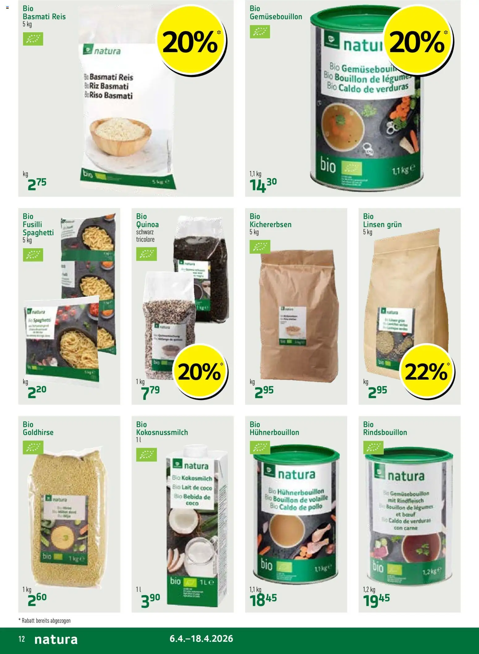 Prodega aktionen Natura – gültig ab 06.04.2026 | Seite: 12 | Produkte: Reis, Rindfleisch
