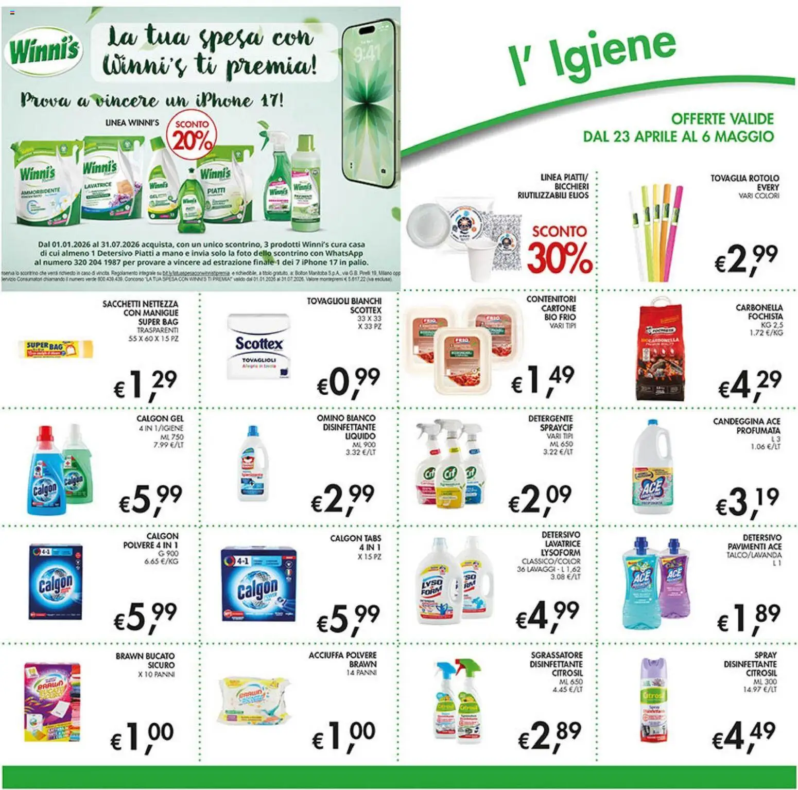 Volantino Coal del 23.04.2026 | Pagina: 24 | Prodotti: Iphone, Detergente, Lavatrice, Tovaglia