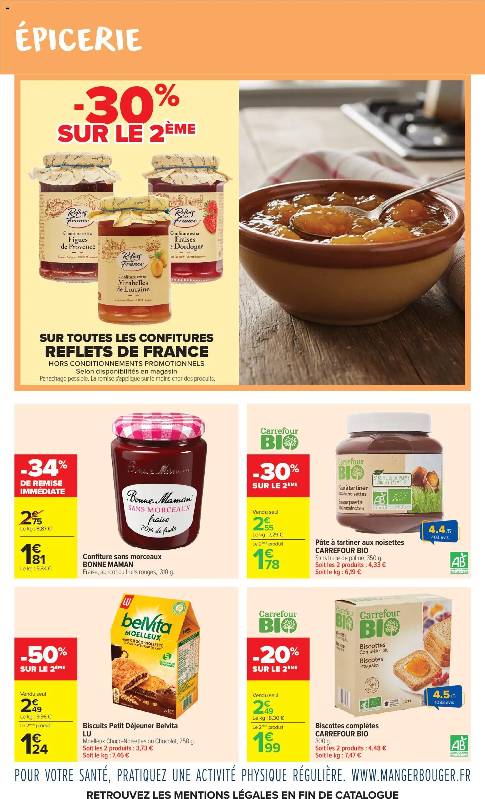 {H1} | Page: 10 | Produits: Abricot, Pâte à tartiner, Huile, Biscuits