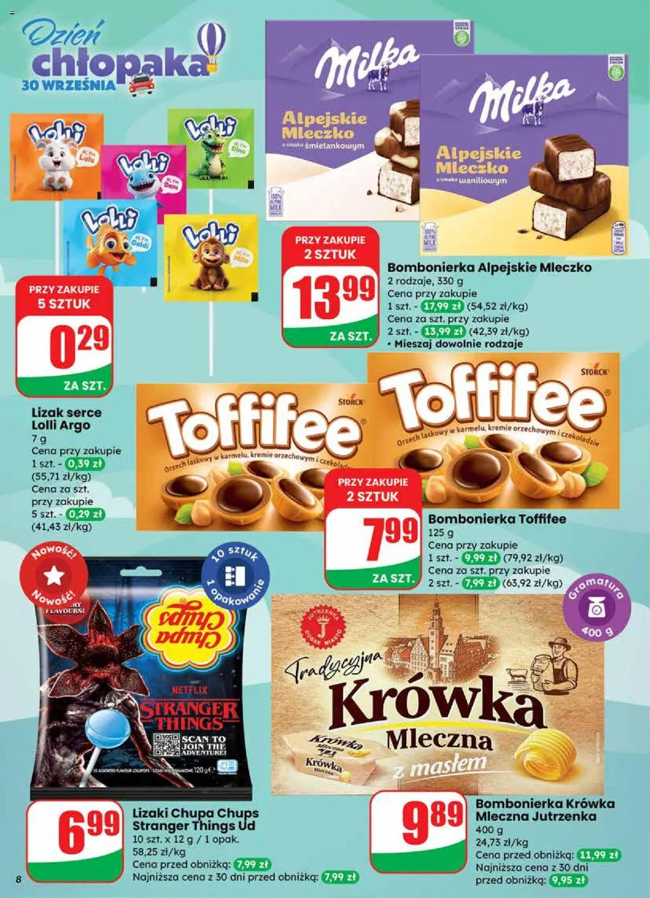 Dino Gazetka od 24.09.2025 | Strona: 8 | Produkty: Milka, Lizaki, Czekolada, Lizaki chupa chups