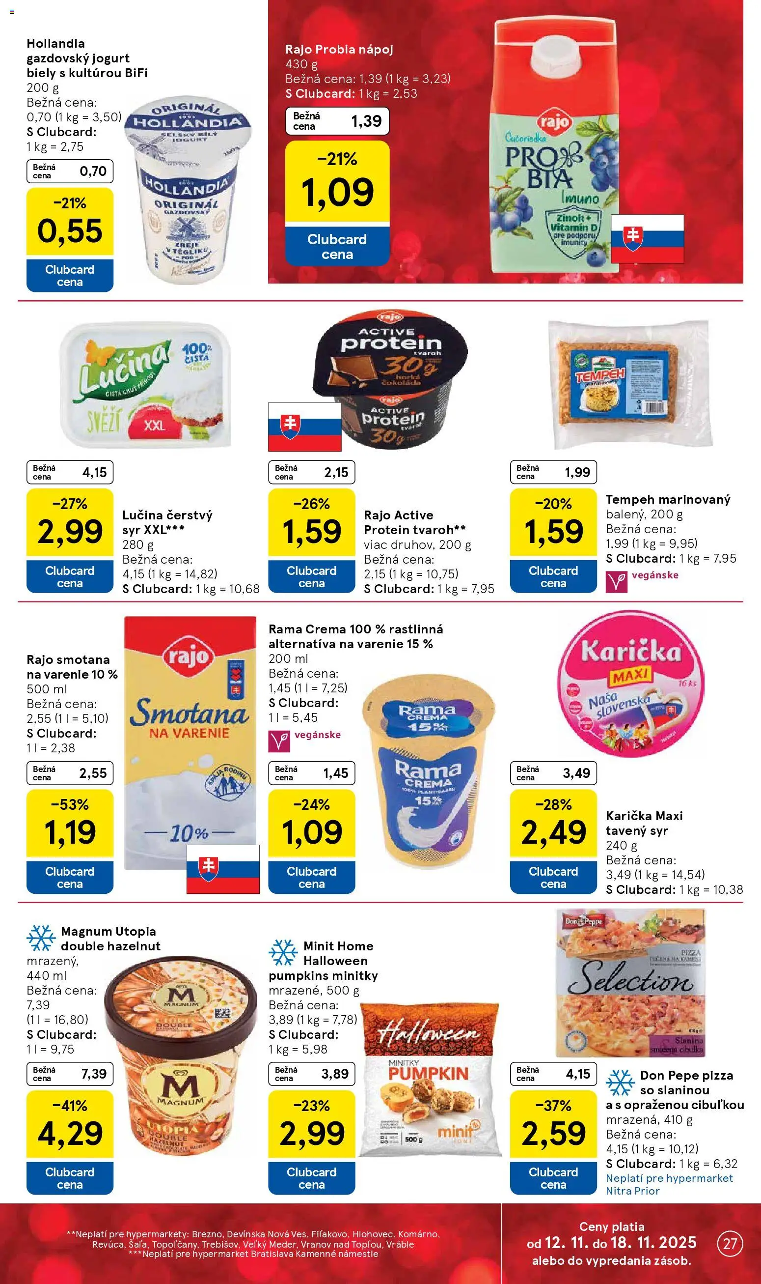 Nové Tesco akcie – leták je platný od 12.11.2025 | Strana: 27 | Produkty: Syr, Jogurt, Rama, Tempeh