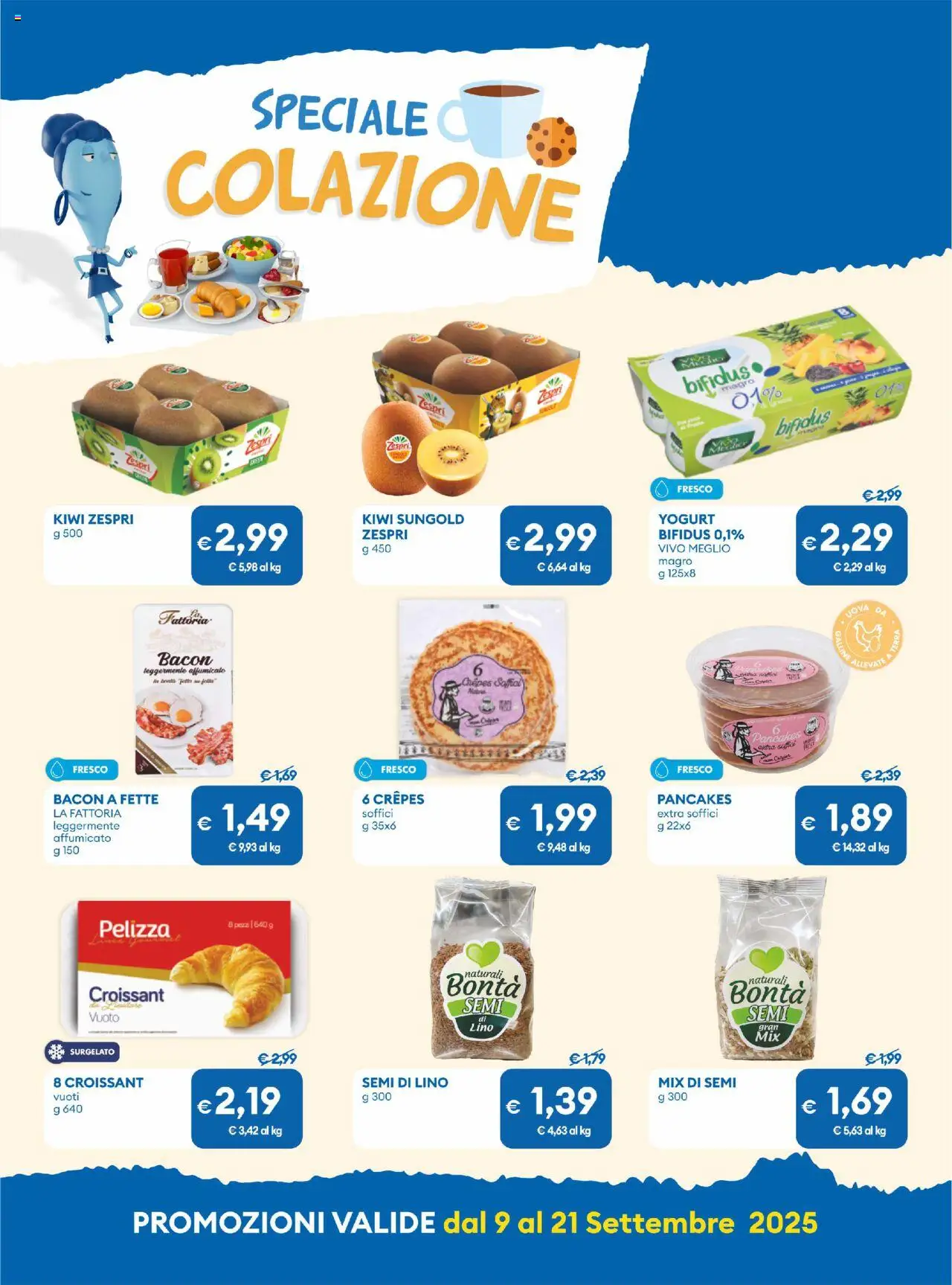 Volantino MD Discount del 09.09.2025 | Pagina: 9 | Prodotti: Yogurt, Kiwi, Croissant, Terra