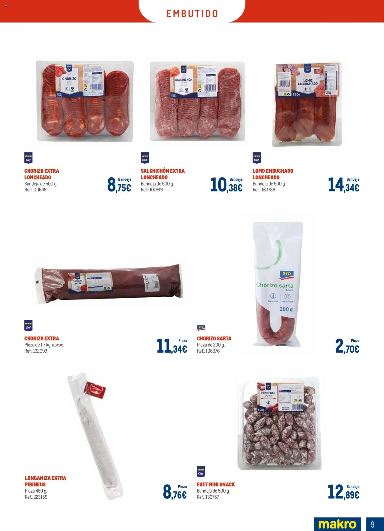 Makro - Charcuteria Santander │ válido desde el 01.12.2025 | Página: 9 | Productos: Longaniza, Bandeja, Loncheado