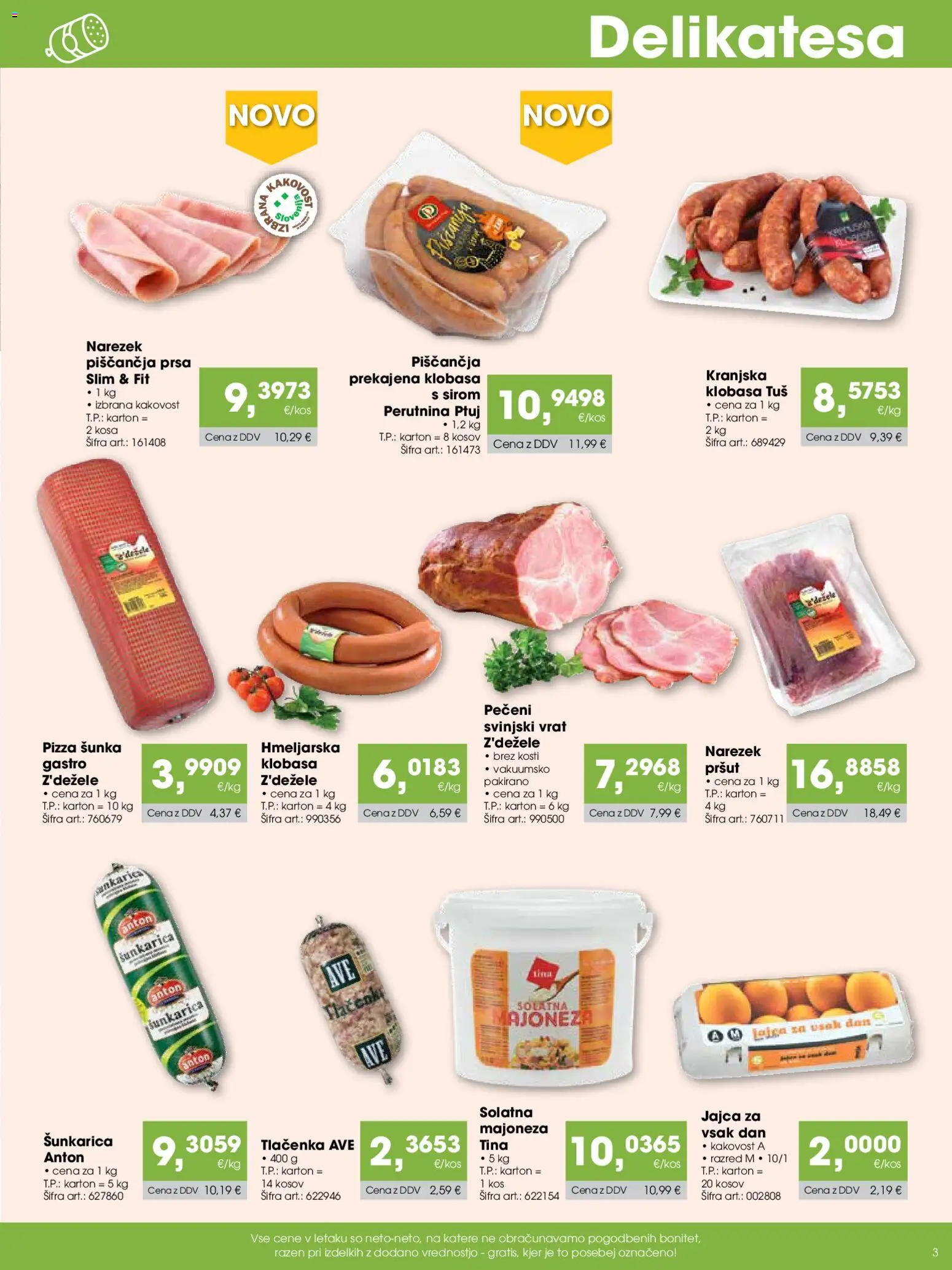 Novi Tuš katalog ponudbe – veljaven od 07.11.2025 | Stran: 3 | Izdelki: Narezek, Kos, Jajca, Majoneza