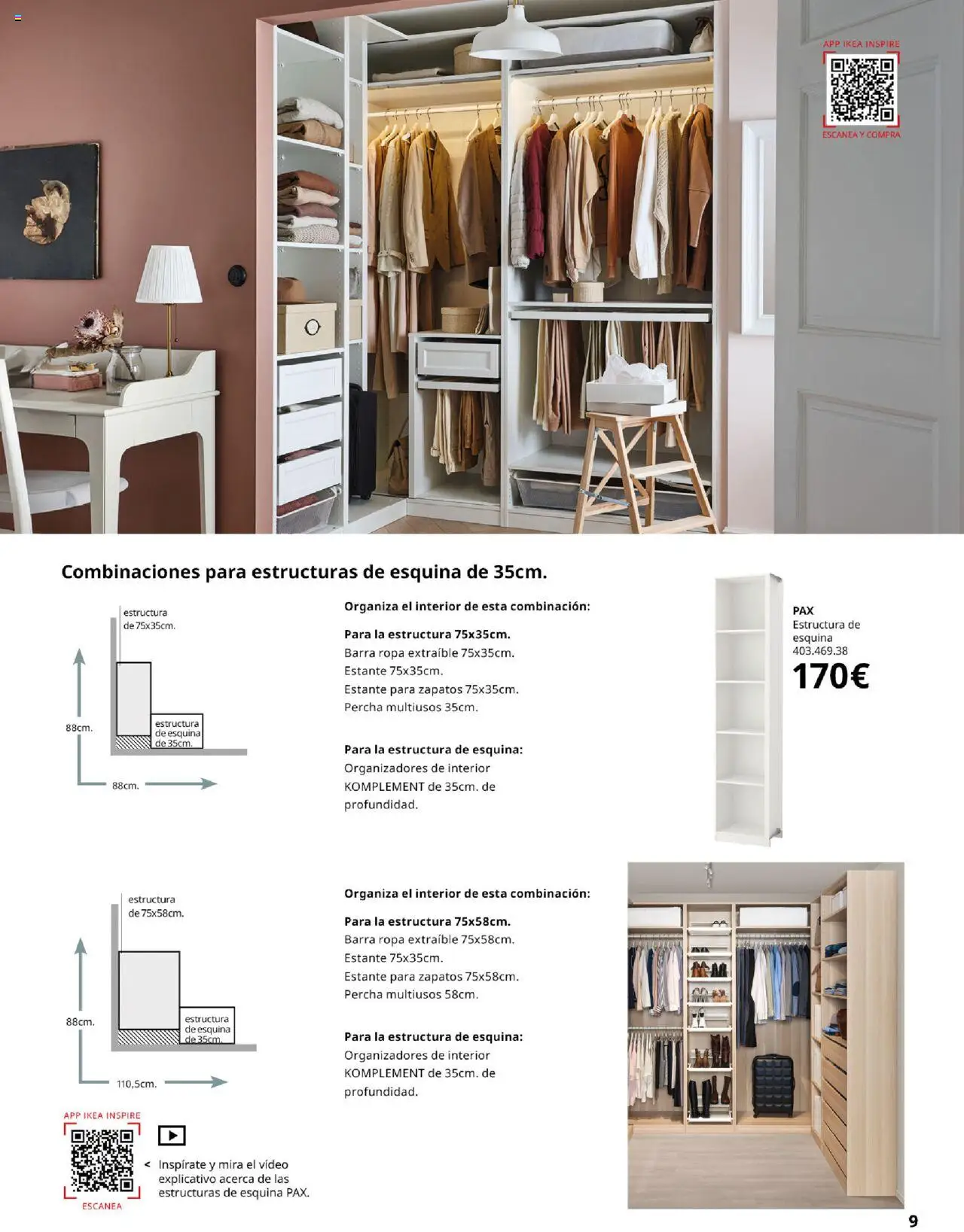 Catálogo IKEA Pax y Komplement │ válido desde el 01.09.2025 | Página: 9 | Productos: Percha, Ropa, Video, Estante