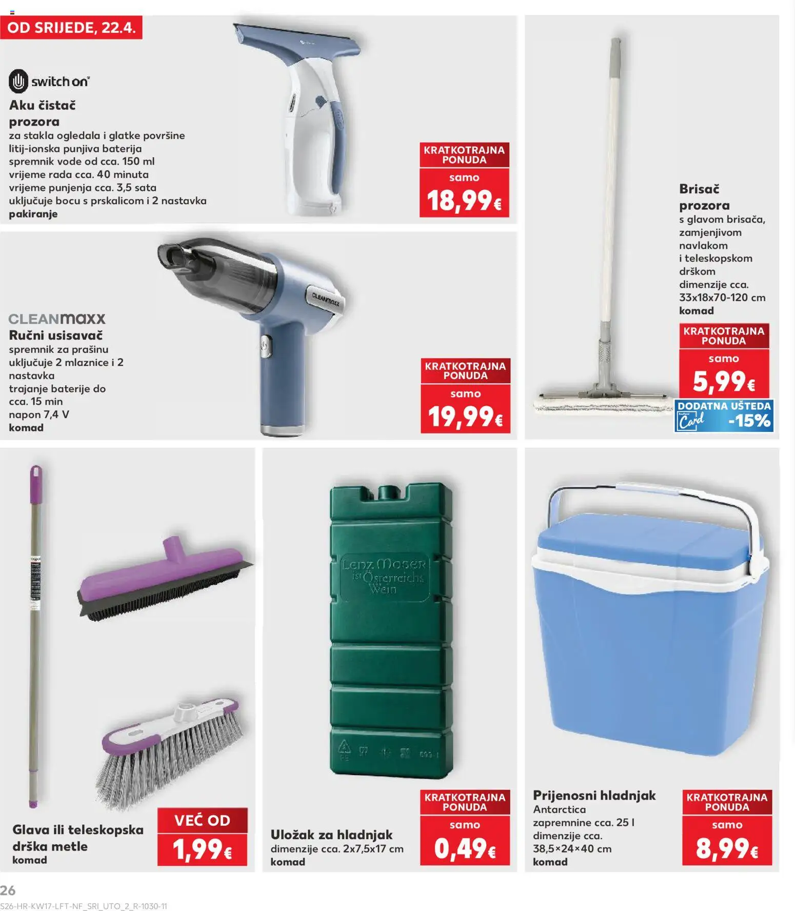 Kaufland katalog | vrijedi od 22.04.2026 | Stranica: 26 | Proizvodi: Usisavač, Baterija, Ogledala, Hladnjak