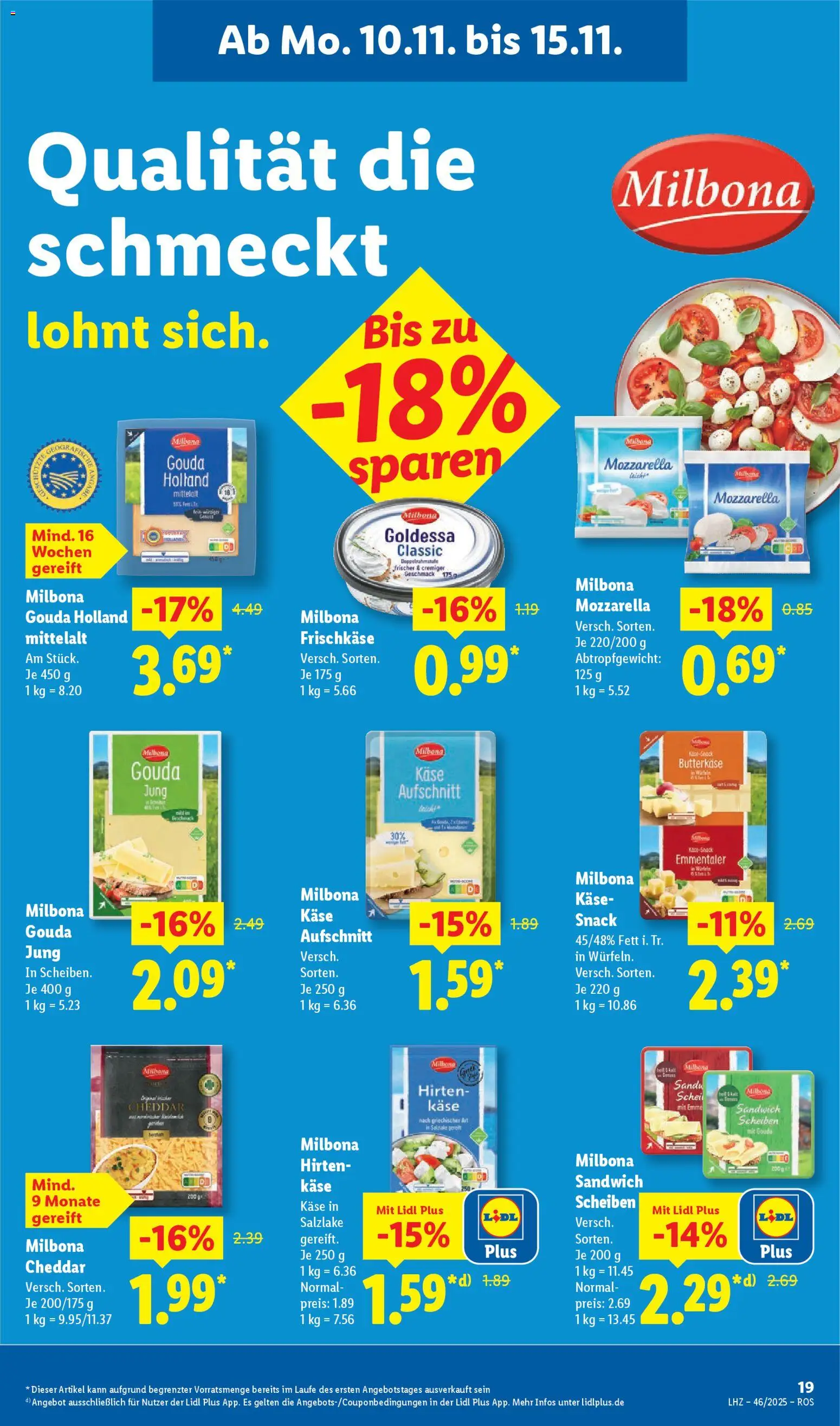 Lidl Prospekt Prenzlau – gültig ab 10.11.2025 | Seite: 27 | Produkte: Käse, Mozzarella, Gouda, Frischkase