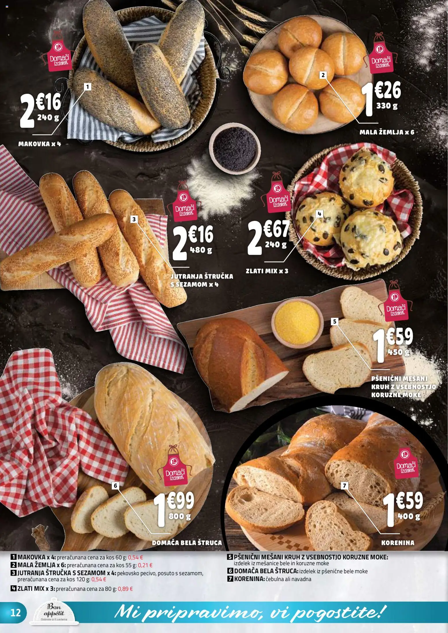 Novi E.leclerc katalog ponudbe – veljaven od 12.11.2025 | Stran: 12 | Izdelki: Žemlja, Štručka, Kos, Kruh