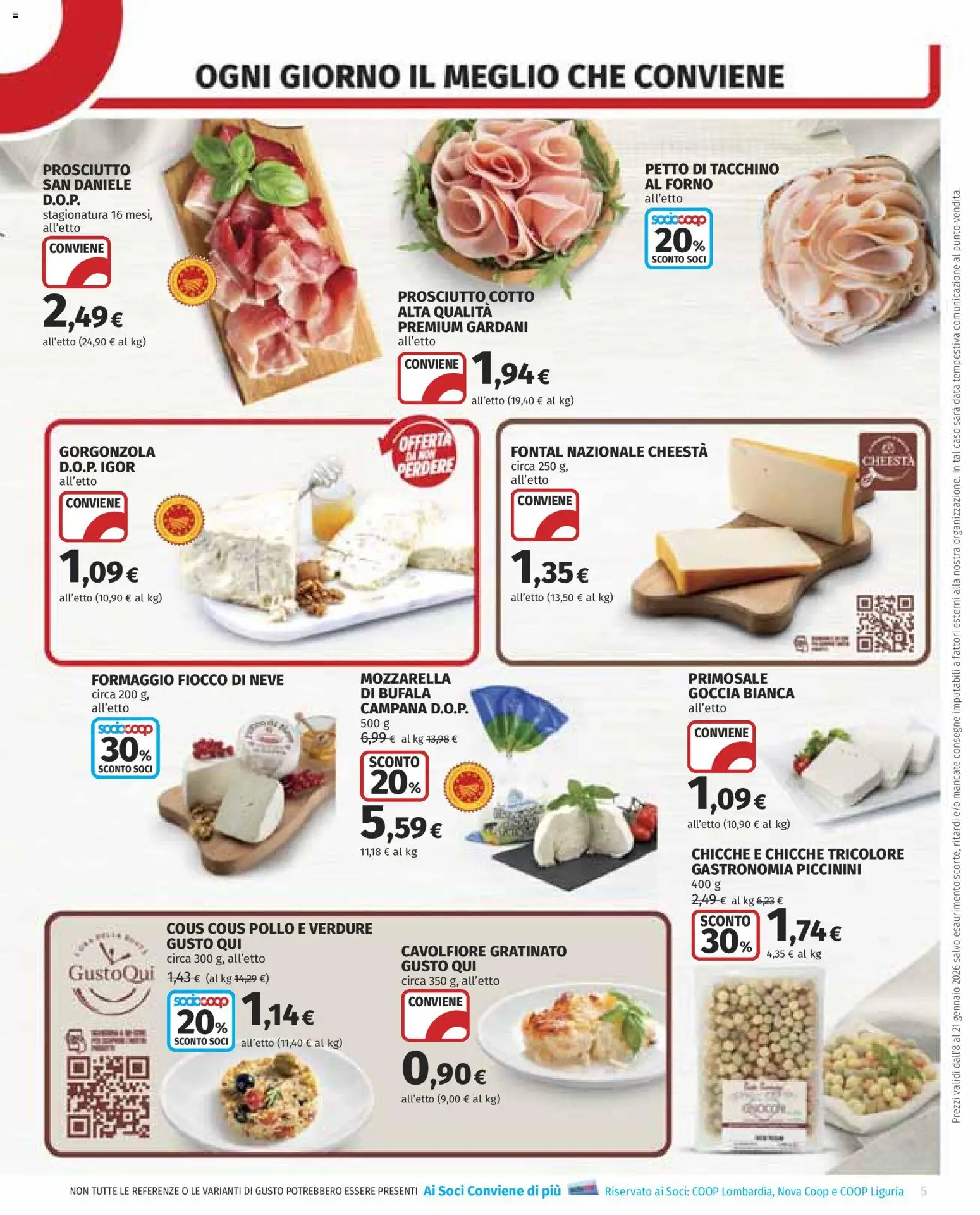 Volantino COOP del 08.01.2026 | Pagina: 5 | Prodotti: Pollo, Tacchino, Cavolfiore, Forno