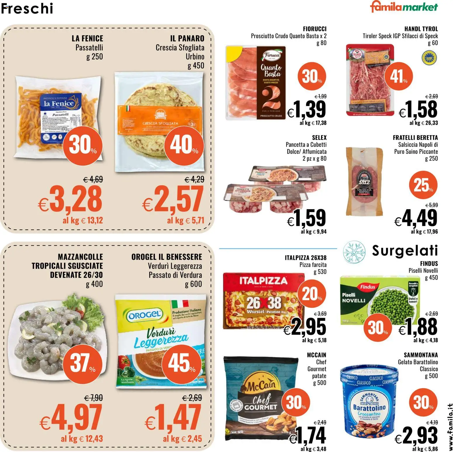 Volantino Famila del 13.11.2025 | Pagina: 7 | Prodotti: Prosciutto Crudo, Patatine, Gelato, Mandorle