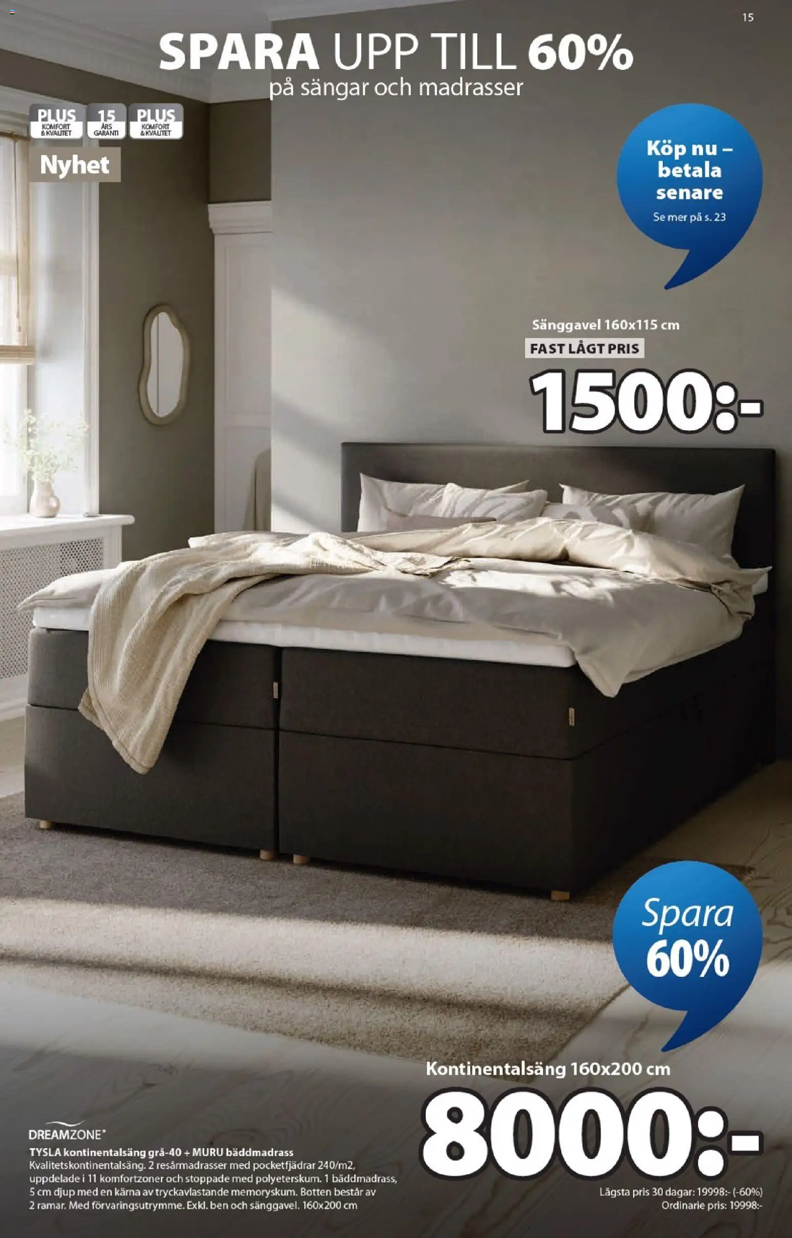 JYSK reklamblad aktuell från 27.04.2026 | Sida: 15 | Produkter: Bäddmadrass, Sänggavel