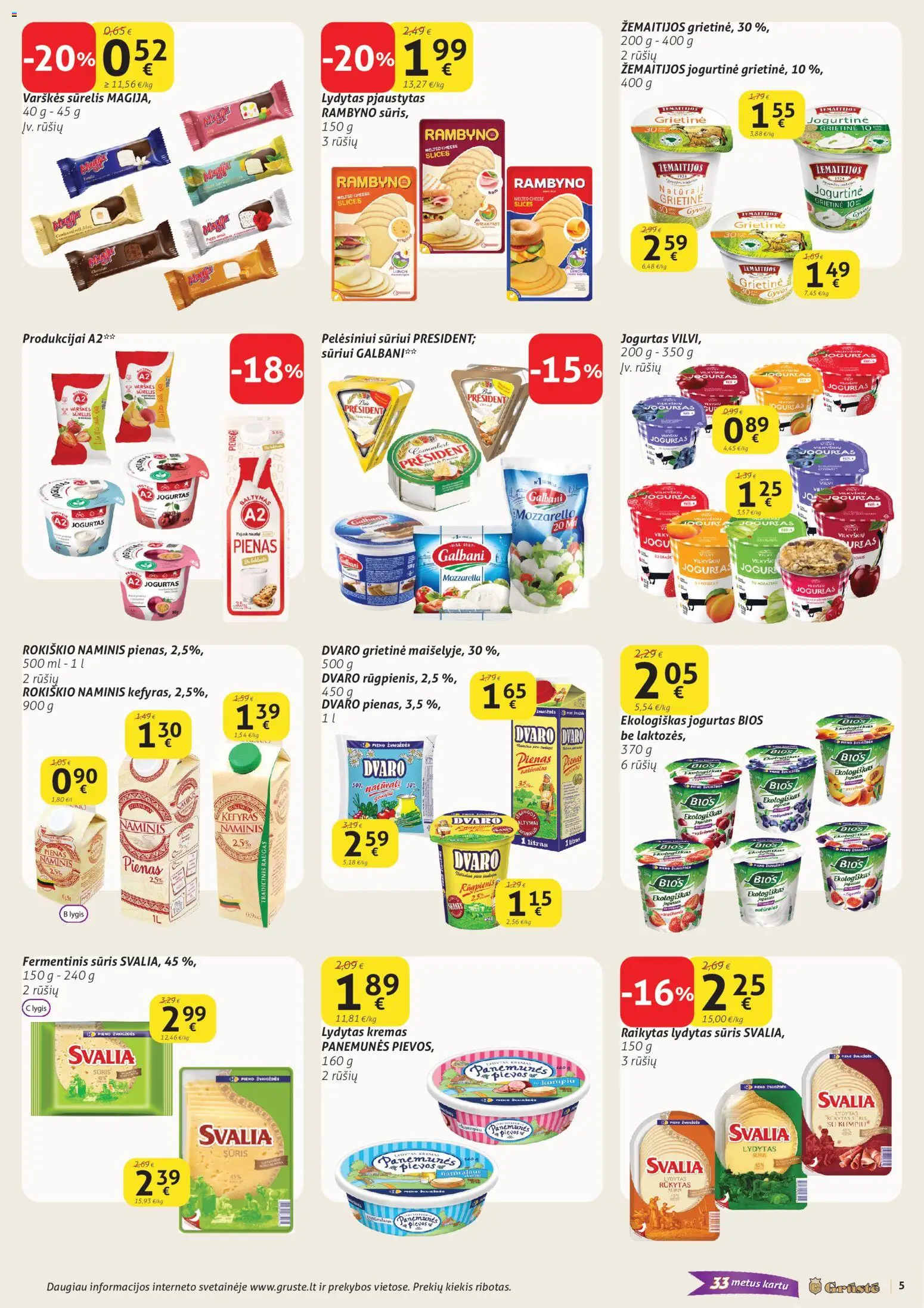 GRUSTE akcijos nuo 21.01.2026 | Puslapis: 5 | Prekių: Fermentinis sūris, Kremas, Jogurtas, Grietinė