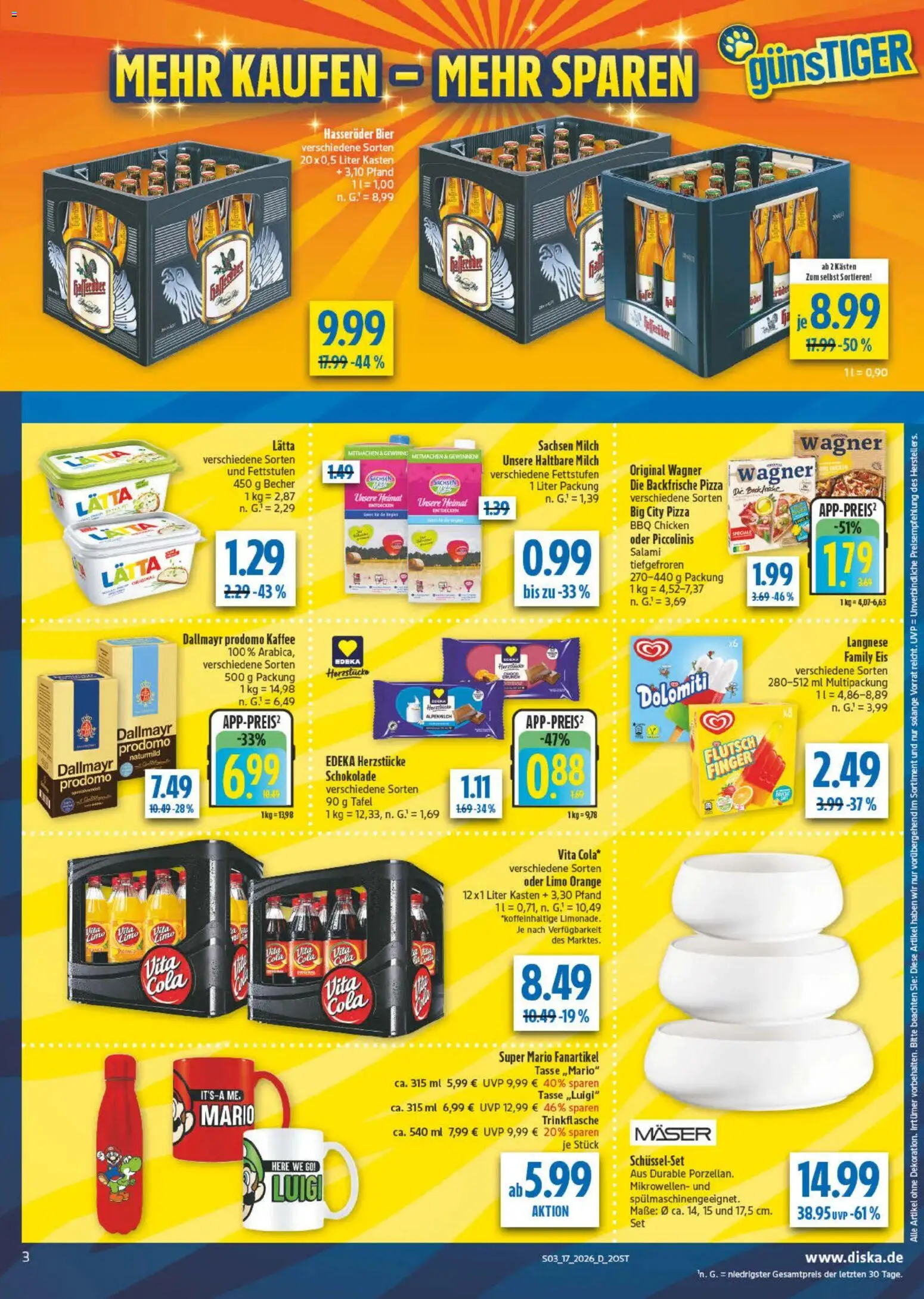 Diska Prospekt 	 – gültig ab 20.04.2026 | Seite: 3 | Produkte: Cola, Schokolade, Bier, Piccolinis