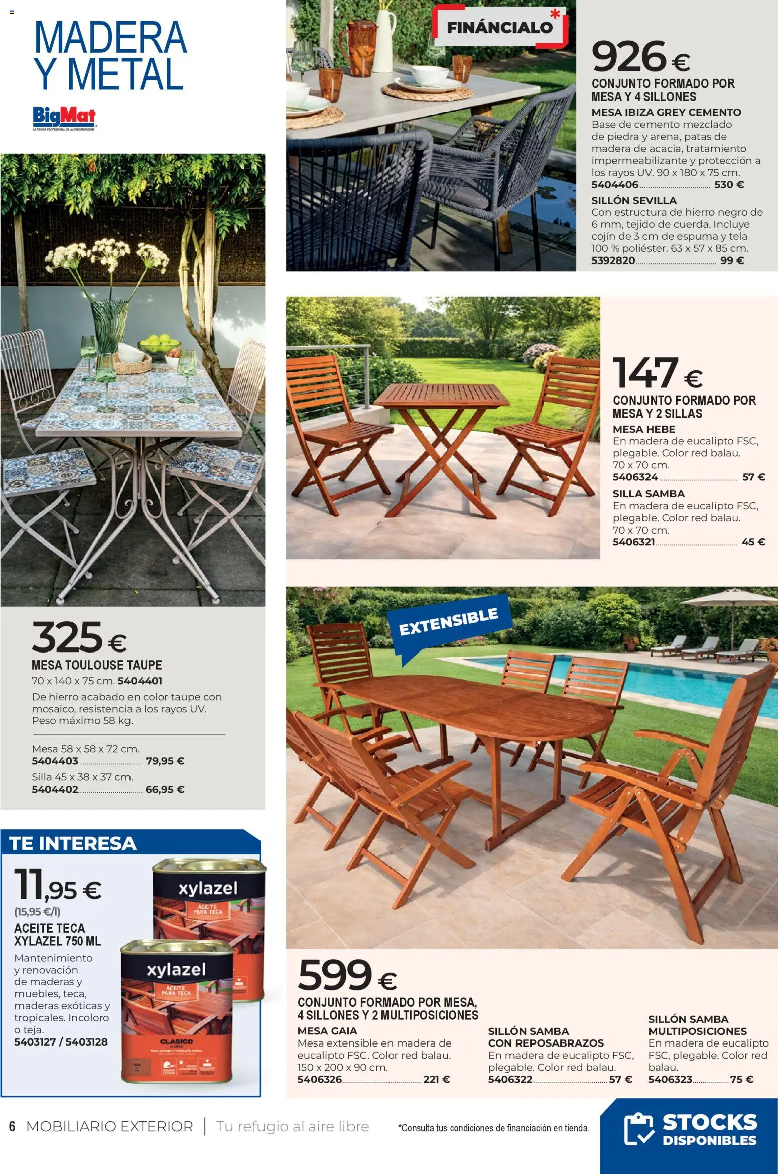 BigMat - Jardin y Piscinas 2026 │ válido desde el 23.03.2026 | Página: 6 | Productos: Aceite, Té, Peso, Silla