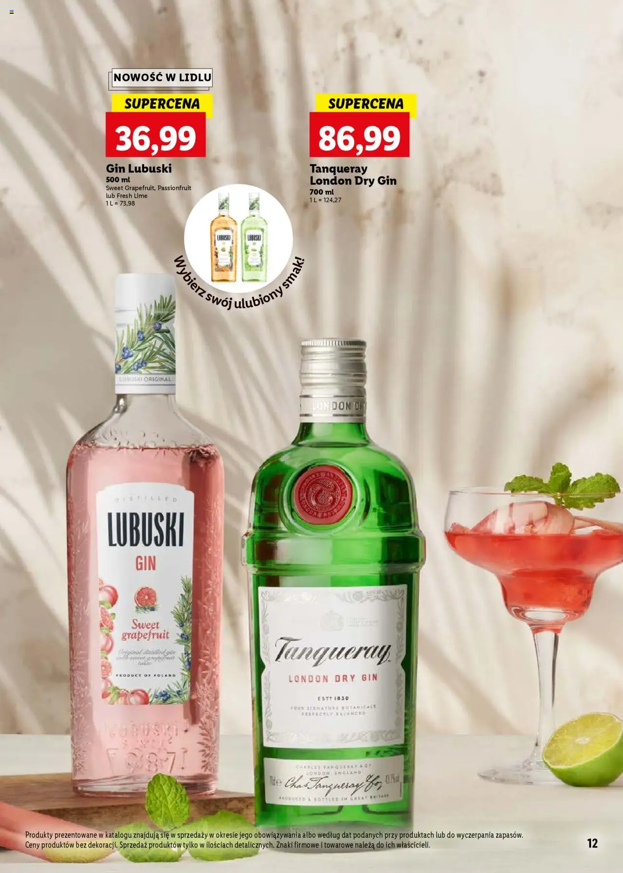 Lidl Katalog alkoholi mocnych od 05.05.2025 | Strona: 12 | Produkty: Gin Lubuski, Gin