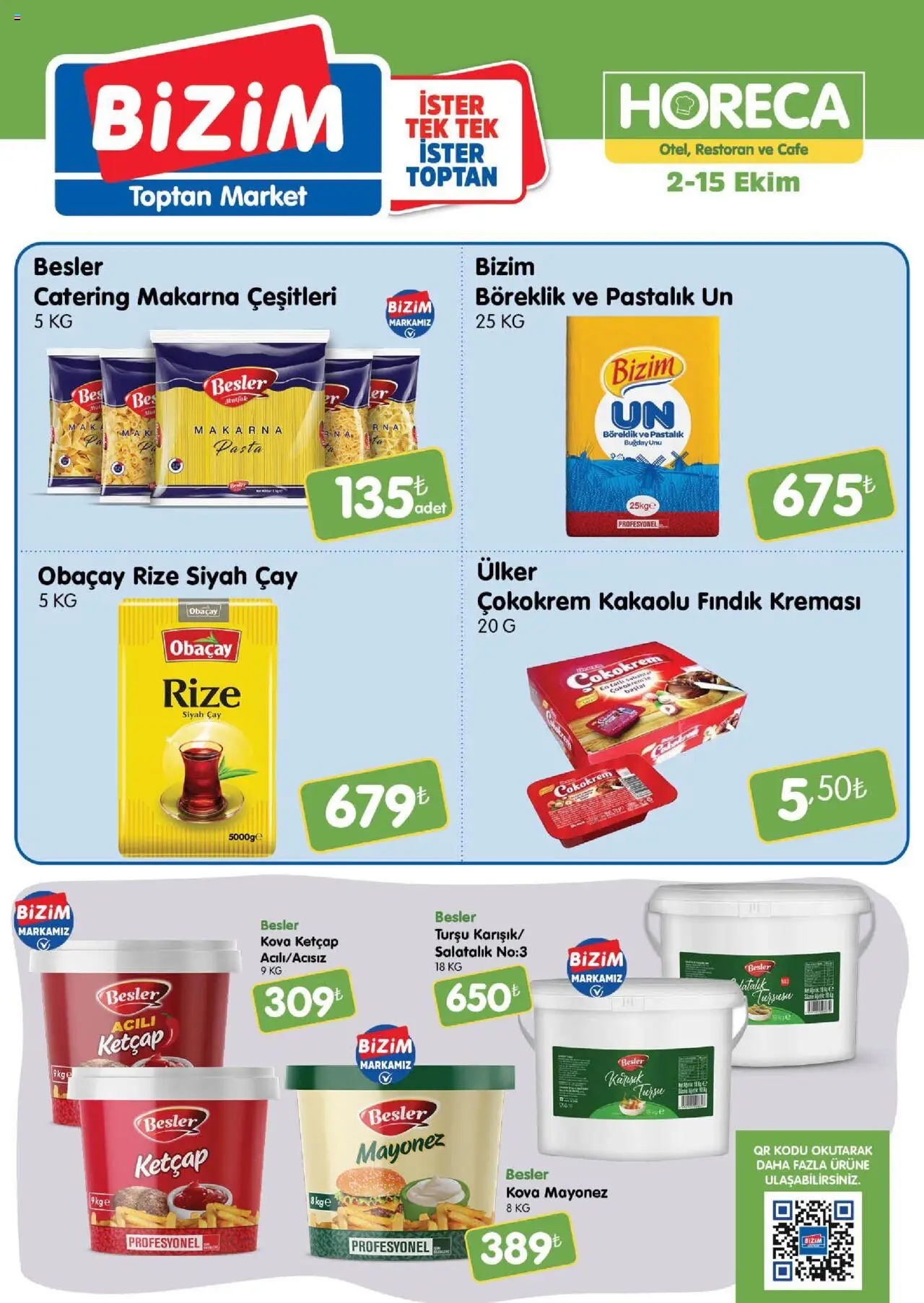 Bizim Toptan - Horeca kataloğu - 02.10.2025 tarihinden itibaren geçerlidir | Sayfa: 1 | Ürünler: Makarna, Fındık, Salatalık, Mayonez