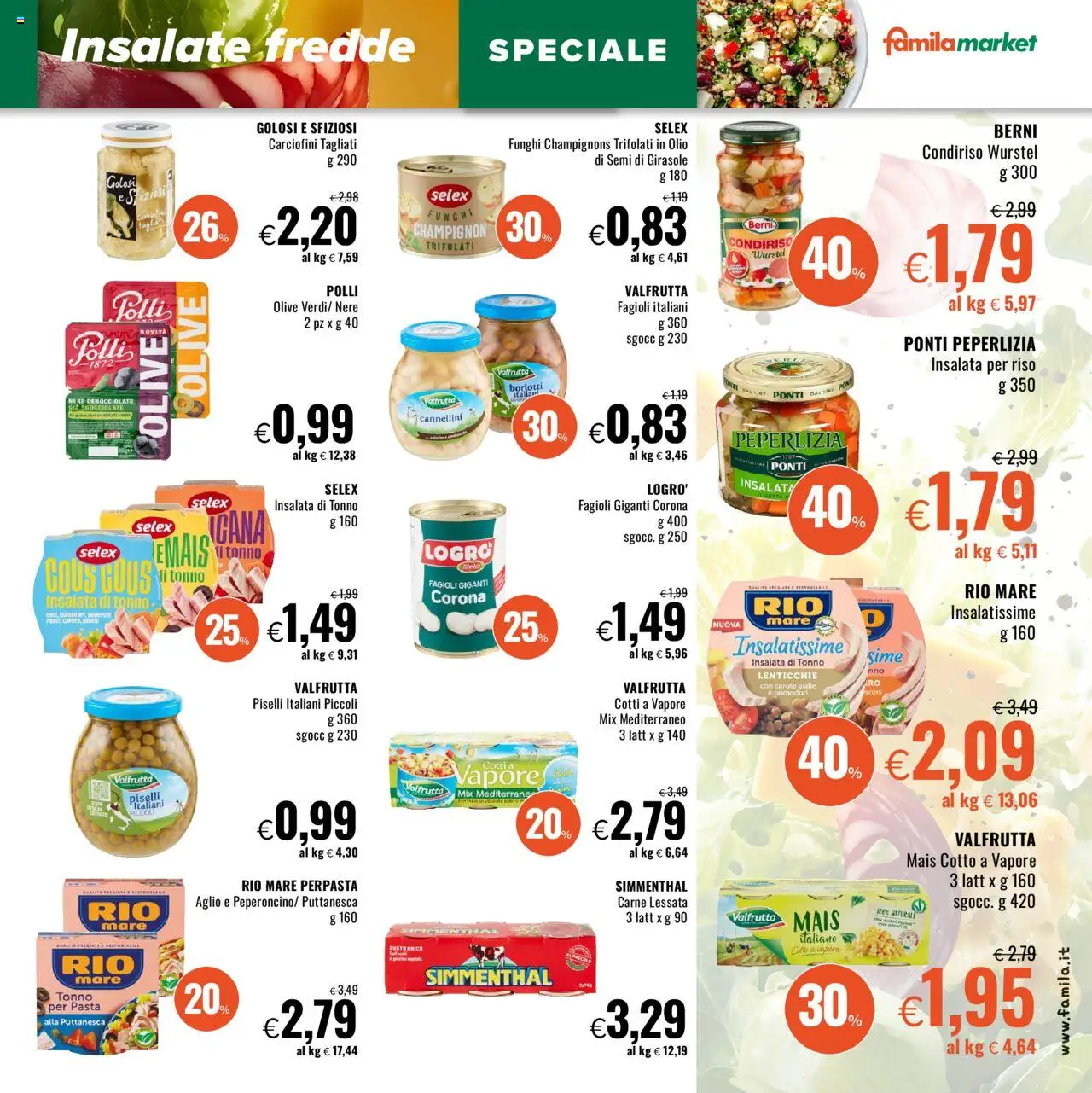 Volantino Famila del 31.07.2025 | Pagina: 13 | Prodotti: Insalata, Fagioli, Tonno, Mais