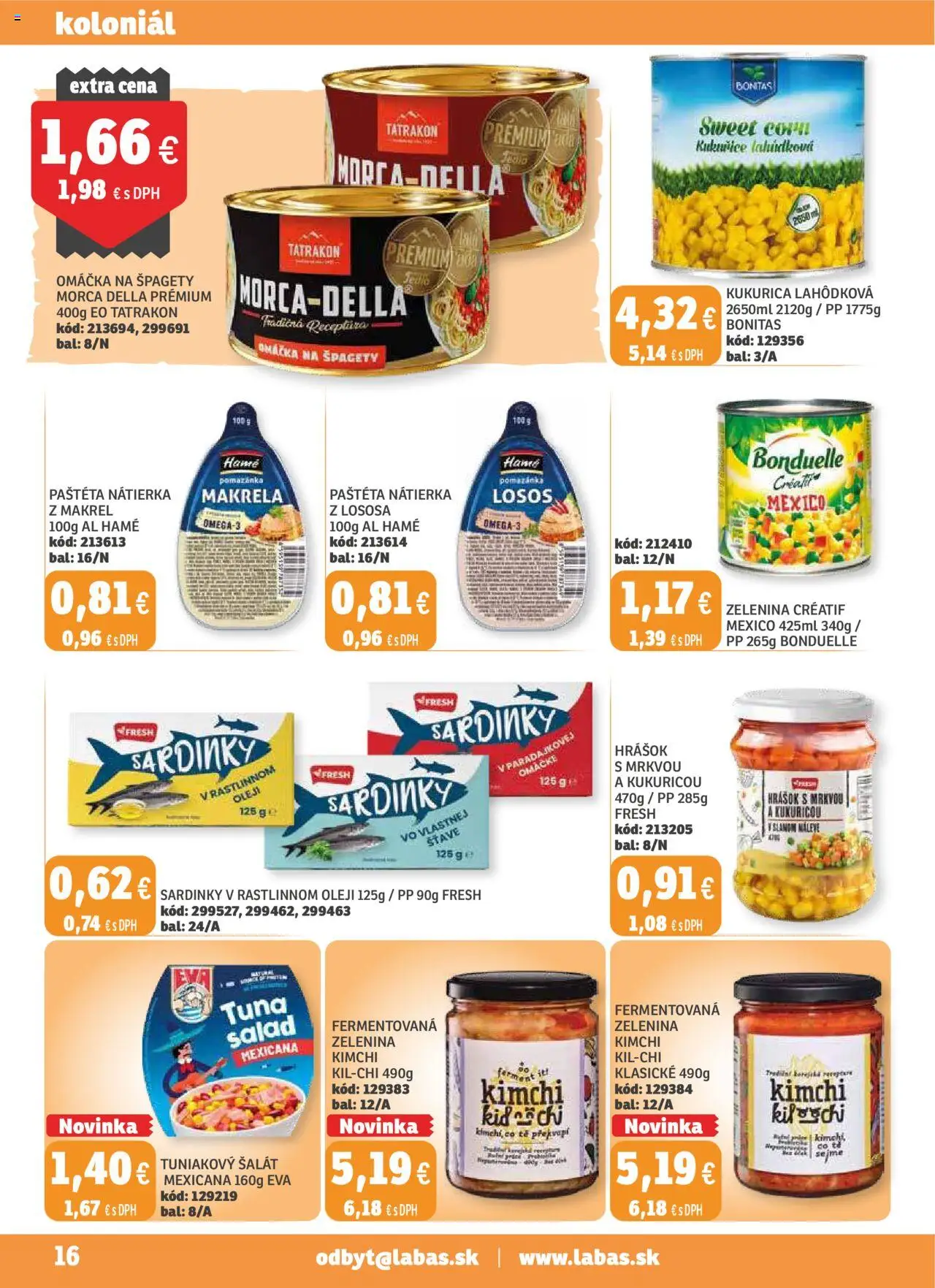 Labaš magazín │ platný od 22.08.2025 | Strana: 16 | Produkty: Sardinky, Hrášok, Omáčka, Kukurica