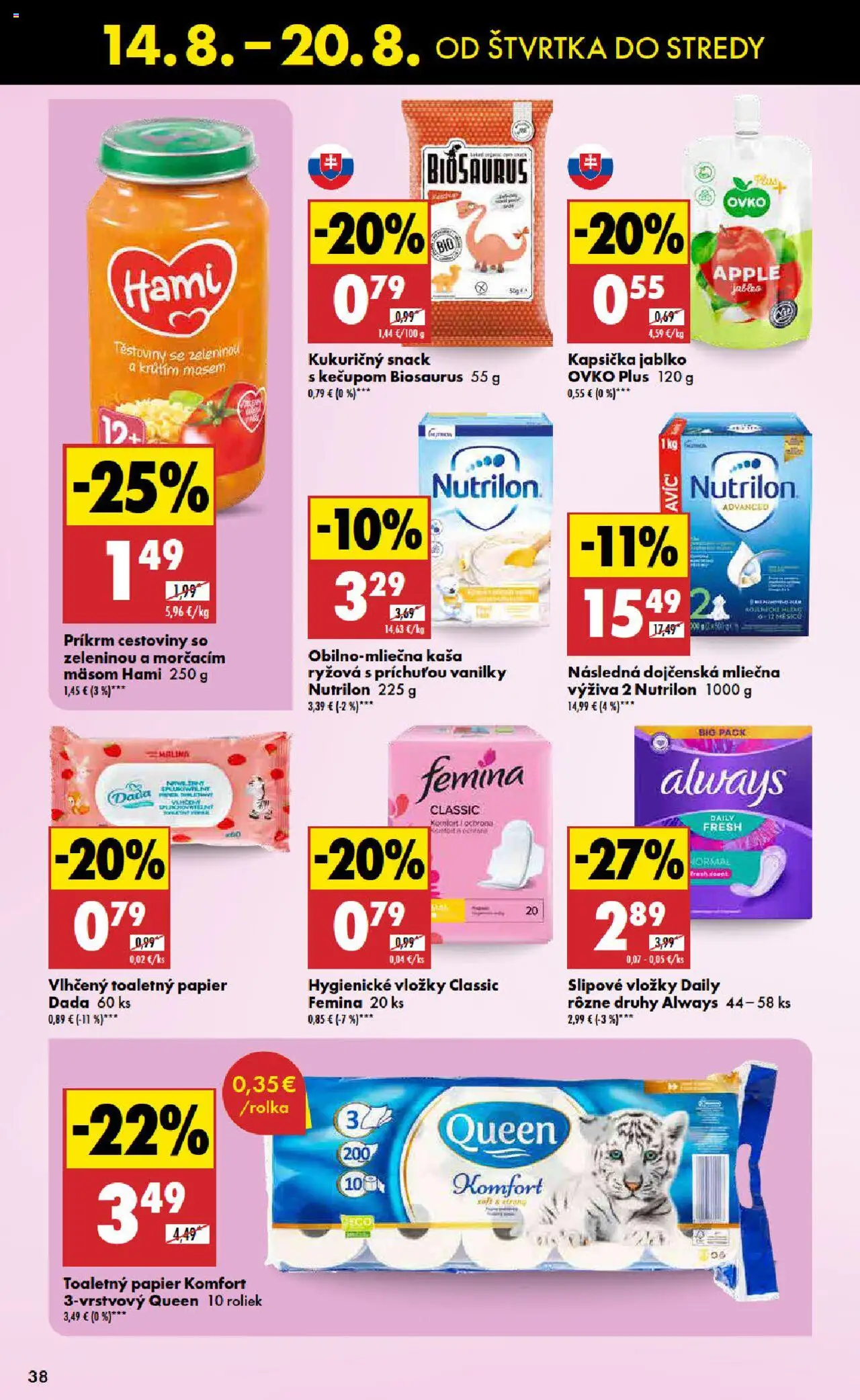 Biedronka leták │ platný od 14.08.2025 | Strana: 38 | Produkty: Cestoviny, Nutrilon, Apple, Toaletný papier