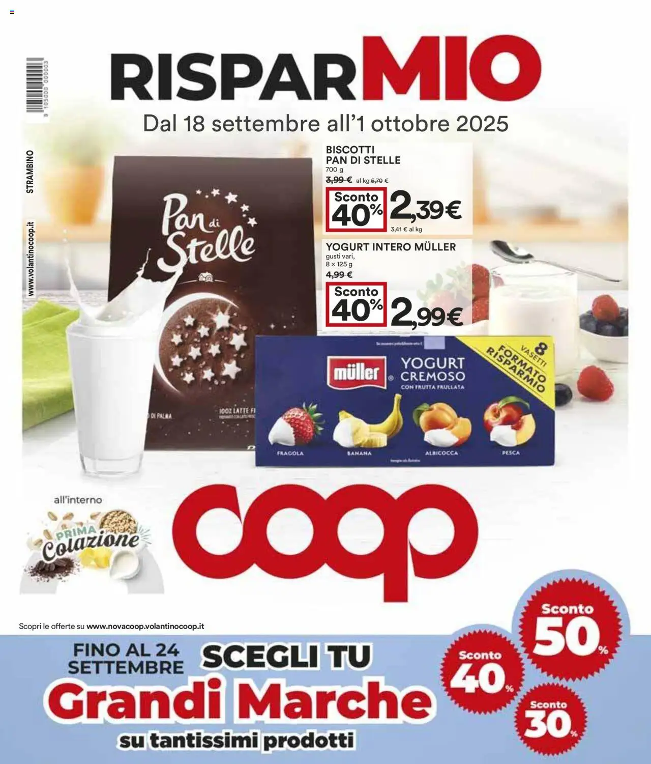 Volantino COOP del 18.09.2025 | Pagina: 1 | Prodotti: Yogurt, Biscotti, Latte, Pesca