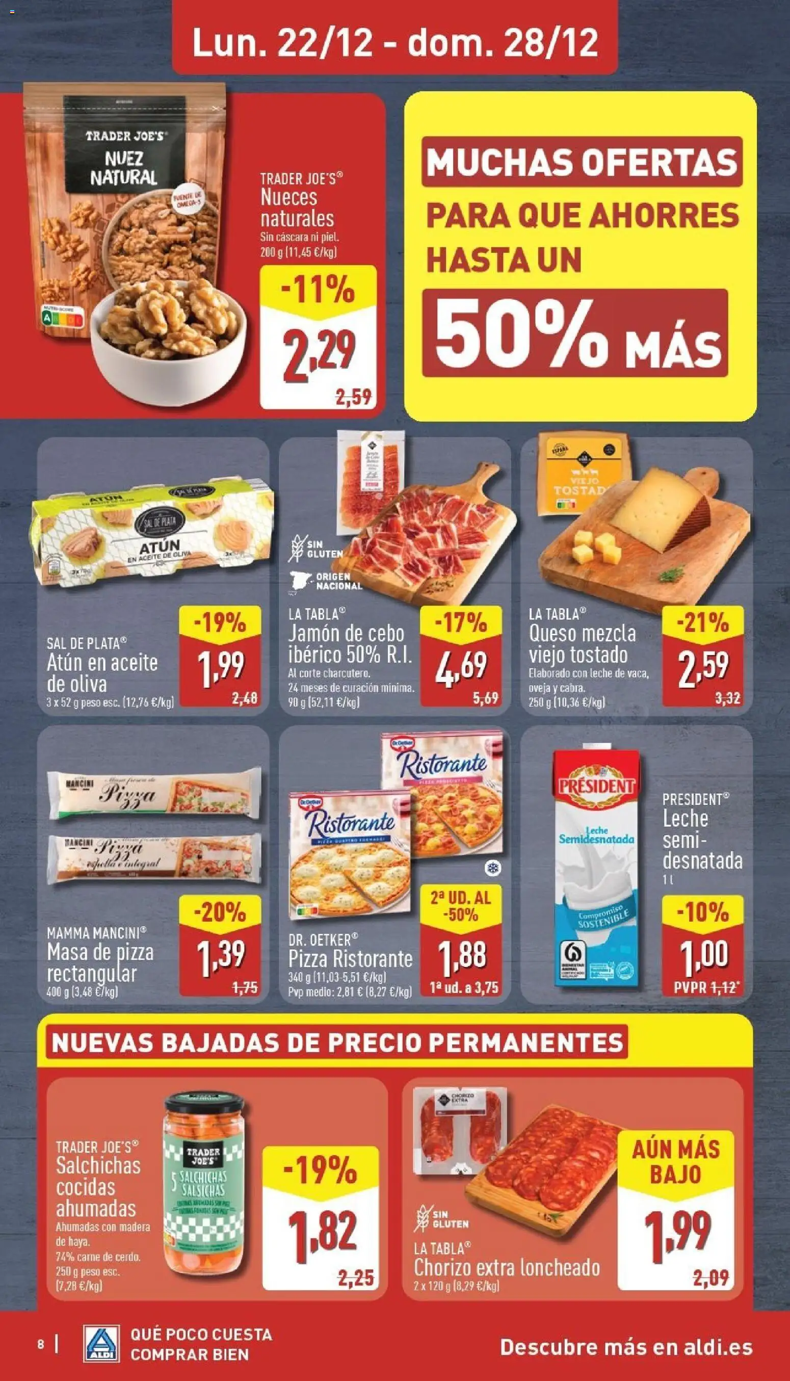 Aldi folleto Canarias │ válido desde el 22.12.2025 | Página: 8 | Productos: Aceite, Jamón, Pizza, Peso