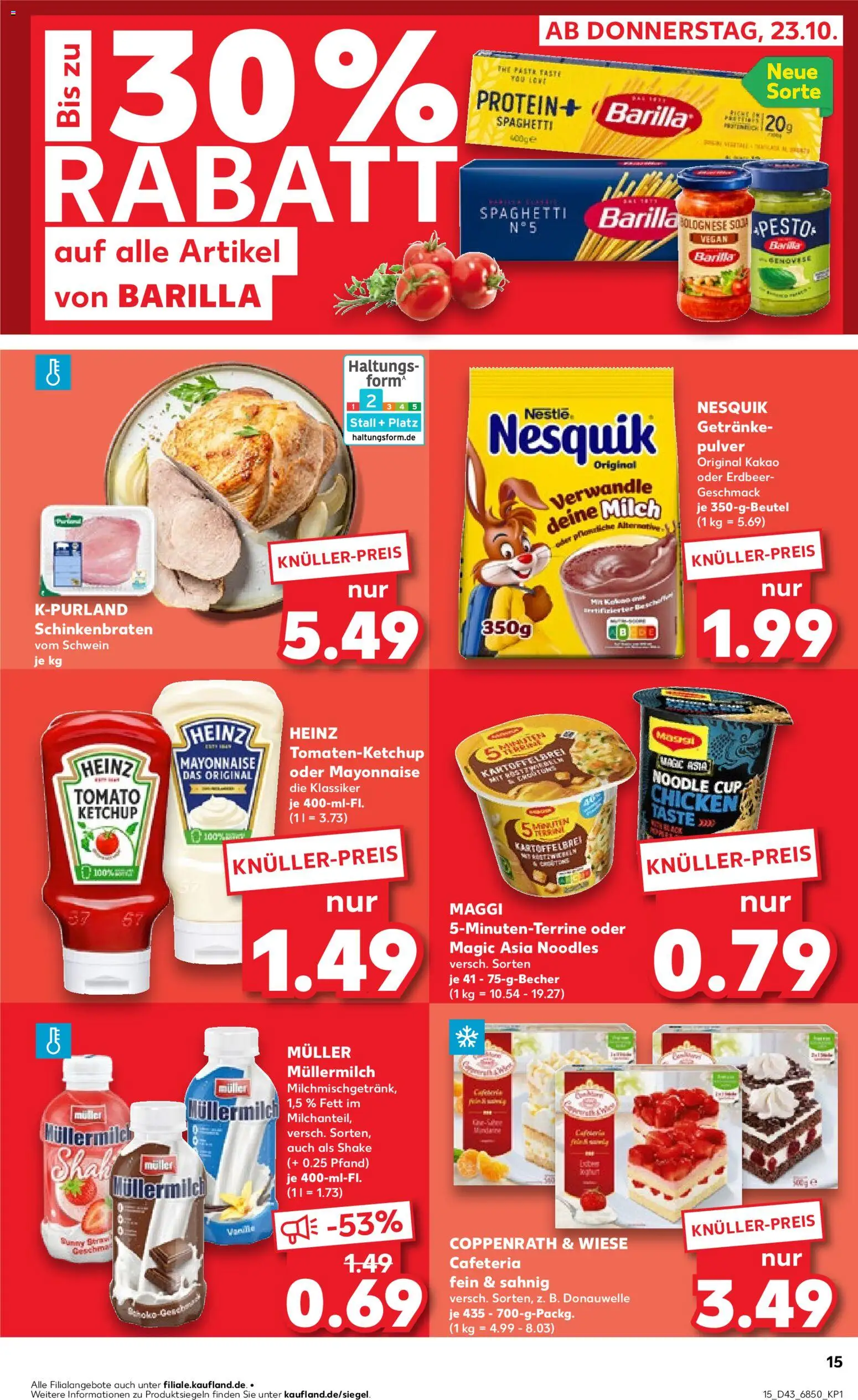 Kaufland prospekt Speyer	 – gültig ab 26.10.2025 | Seite: 15 | Produkte: Milch, Barilla, Pasta, Müllermilch