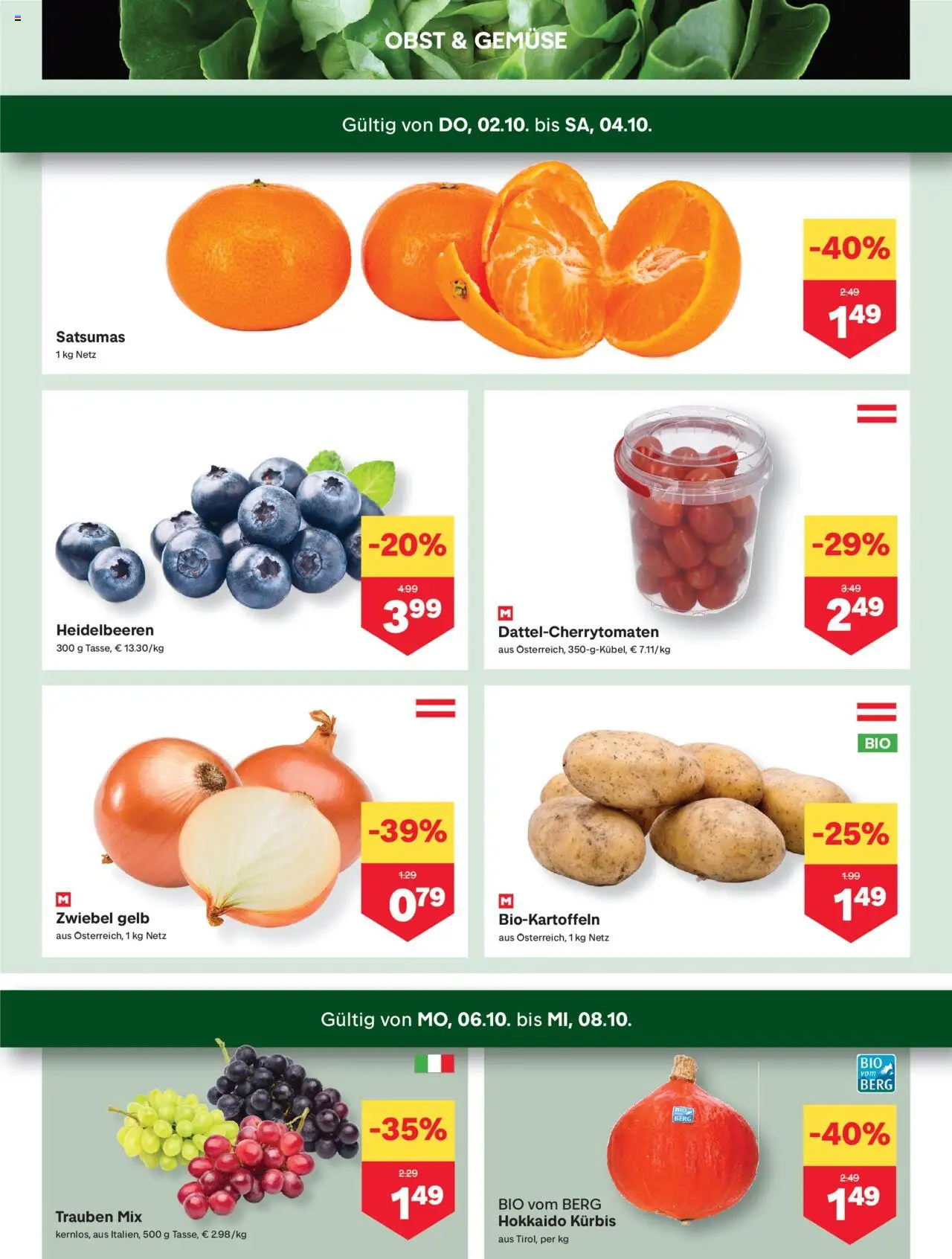 MPREIS Vorarlberg gültig ab 02.10.2025 | Seite: 2 | Produkte: Gemüse, Obst, Kürbis