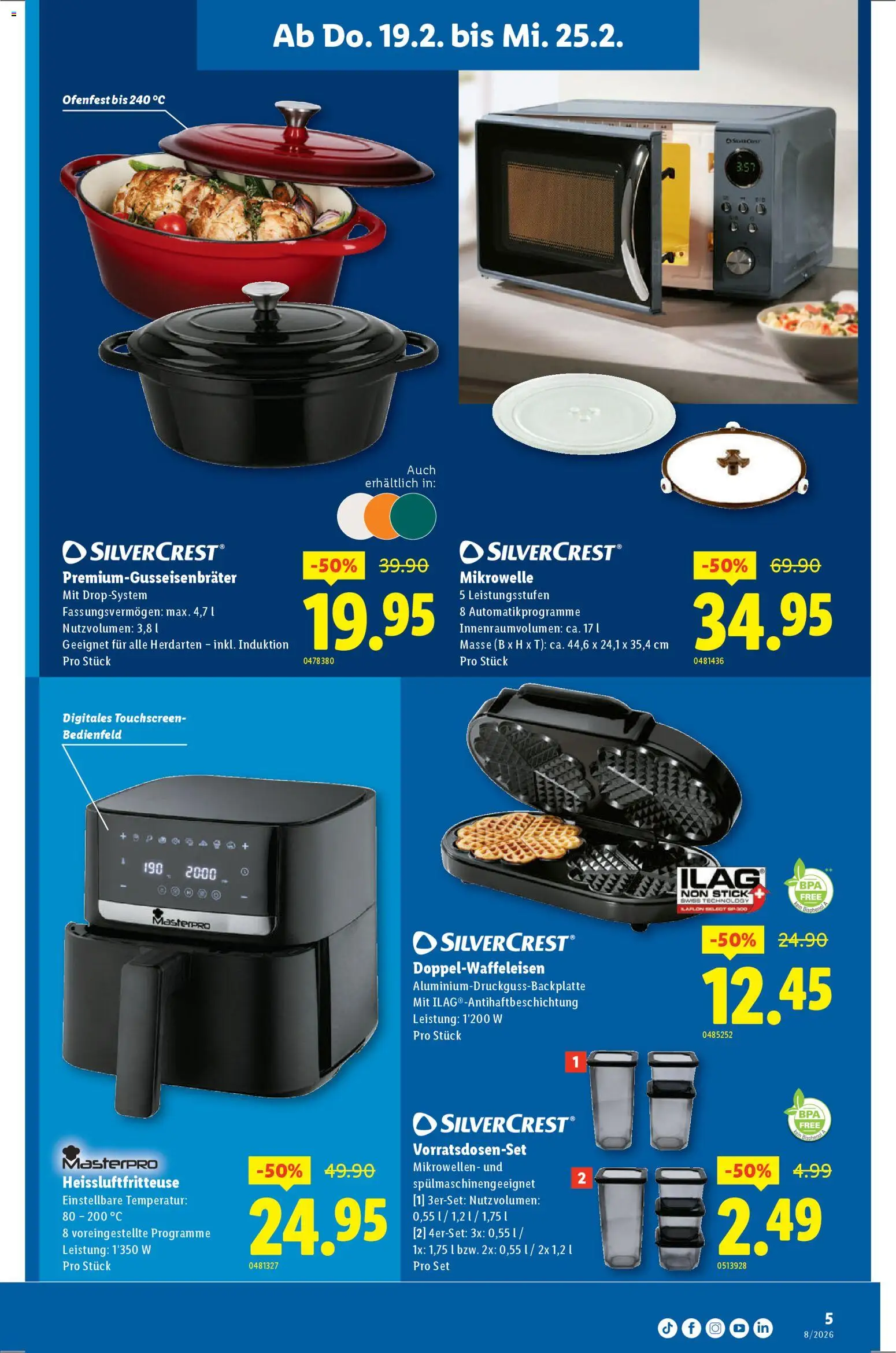 Lidl Aktionen Neueröffnung Zürich – gültig ab 19.02.2026 | Seite: 5 | Produkte: Heißluftfritteuse, Mikrowelle