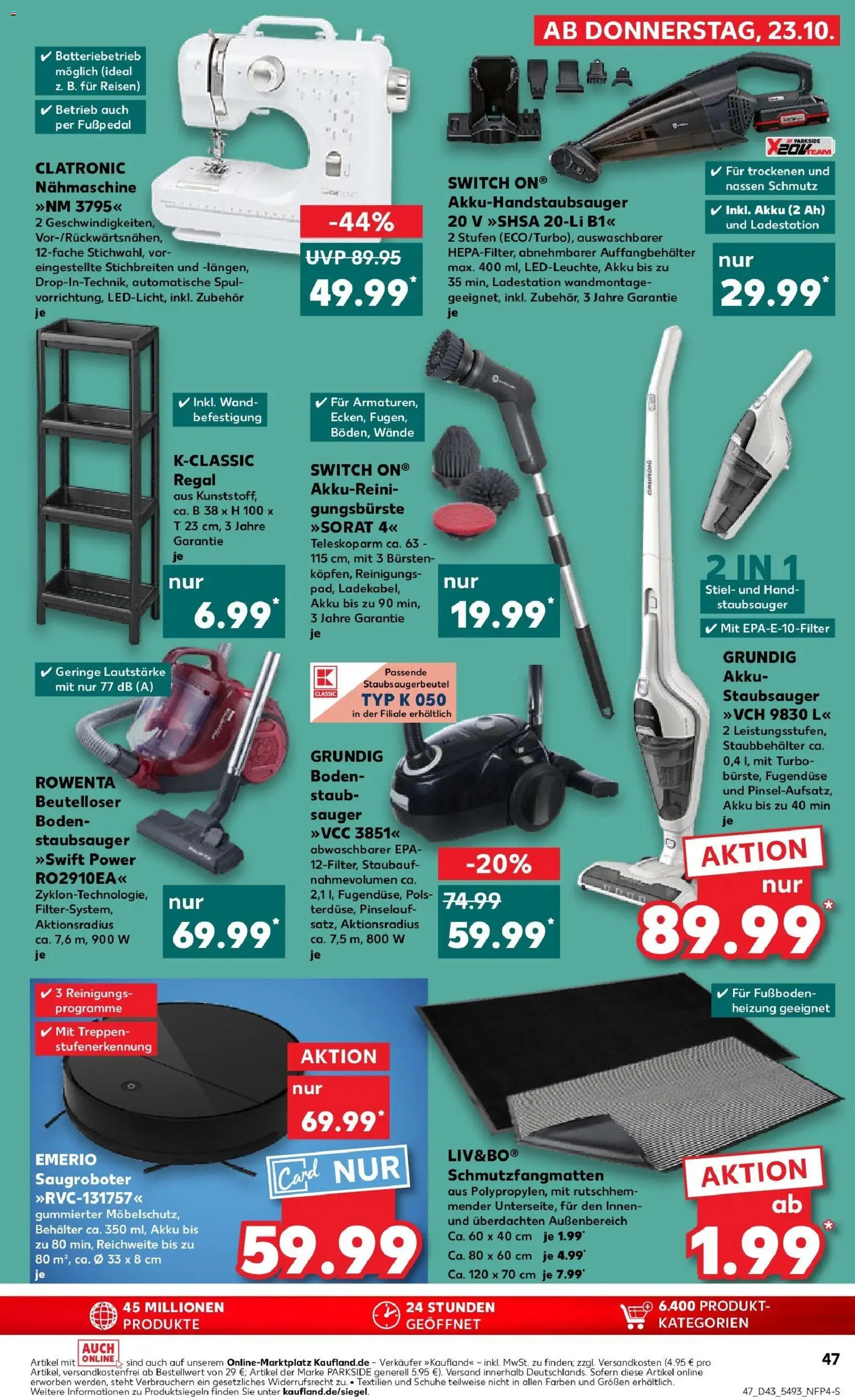 Kaufland prospekt Freising	 – gültig ab 27.10.2025 | Seite: 47 | Produkte: Staubsauger, Nähmaschine, Regal