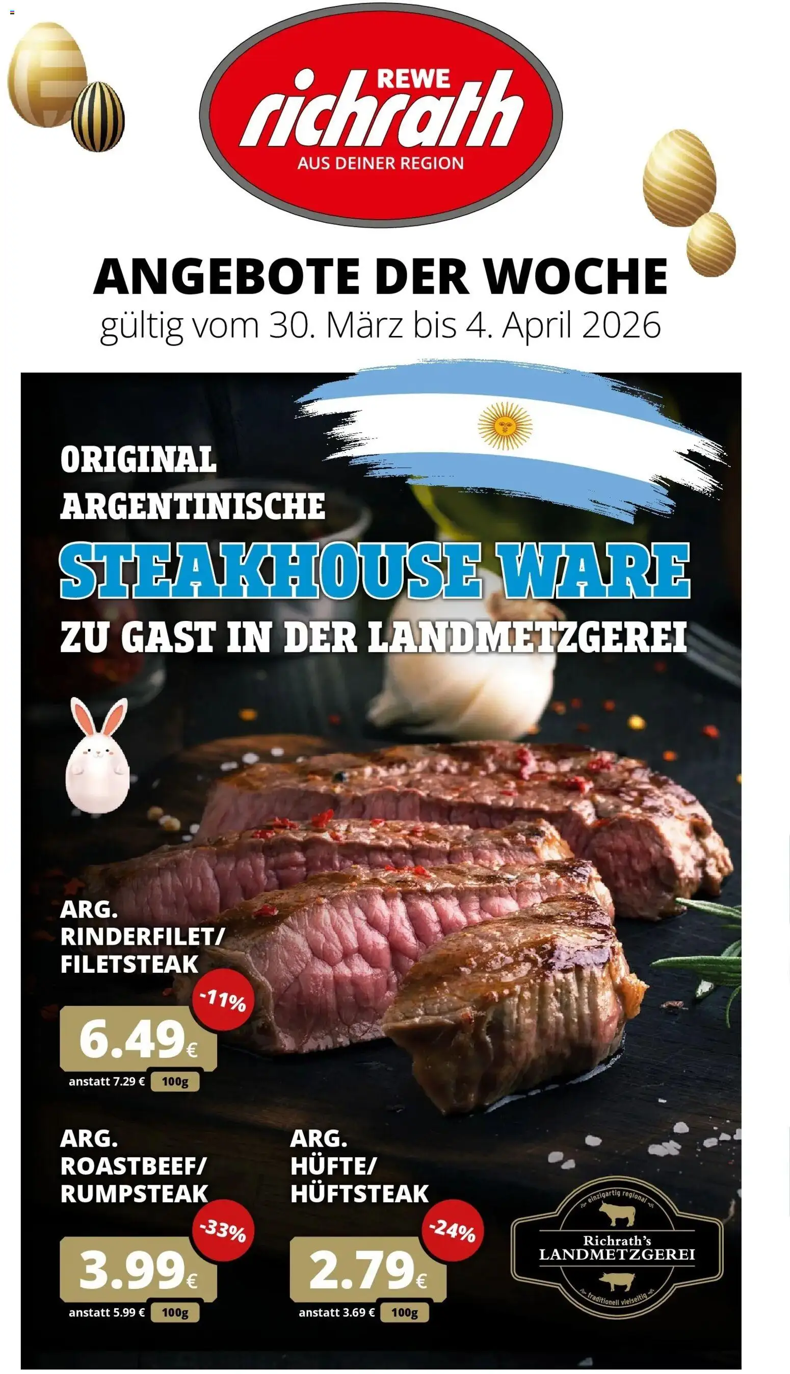 Rewe Prospekt Bergheim	 – gültig ab 30.03.2026 | Seite: 1 | Produkte: Rumpsteak, Steak