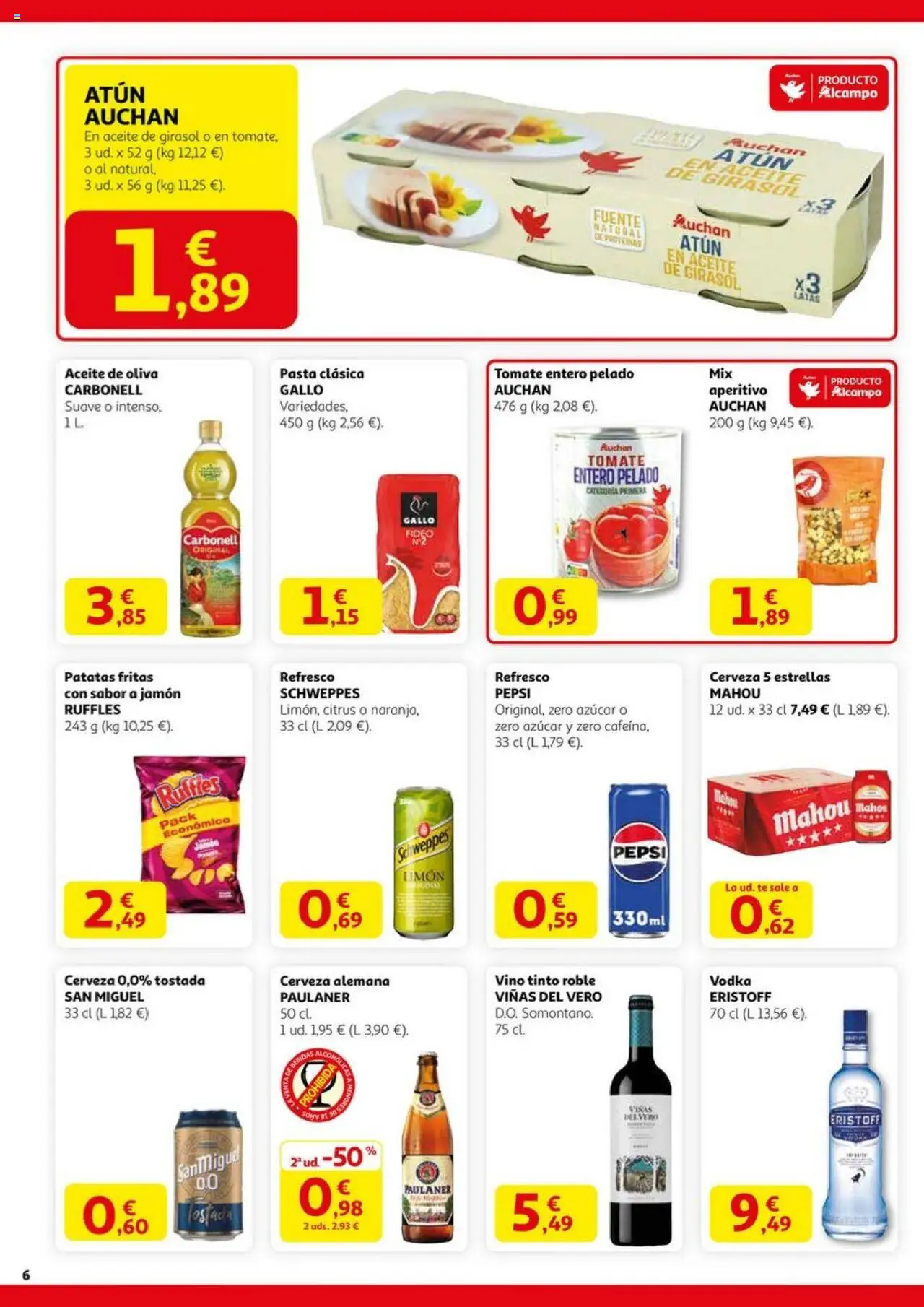 Alcampo - SM Valladolid │ válido desde el 11.09.2025 | Página: 6 | Productos: Jamón, Vino, Pasta, Té