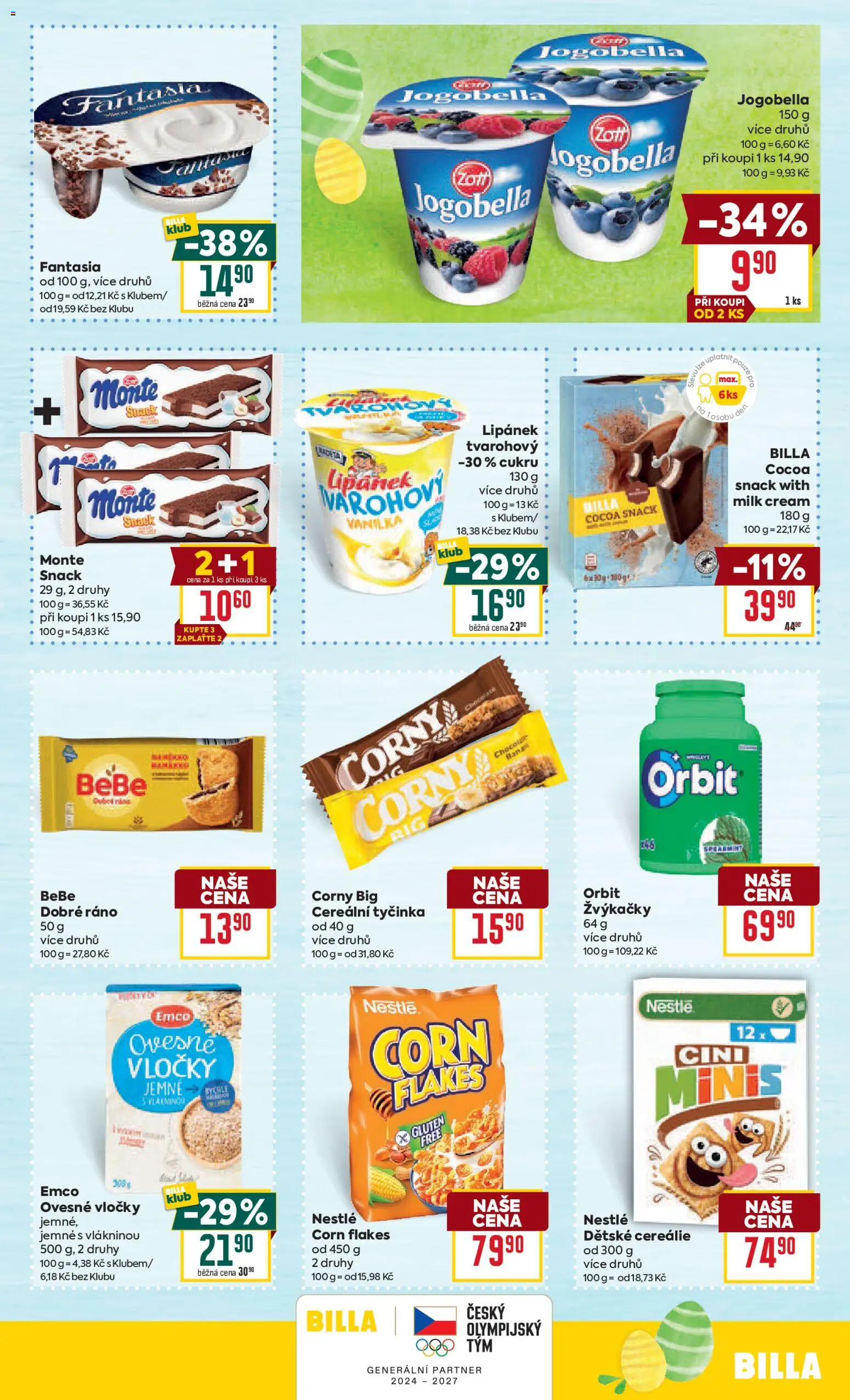 Billa Velký leták od 11.03.2026 | Strana: 19 | Produkty: Lipánek, Vločky, Jogobella, Bebe